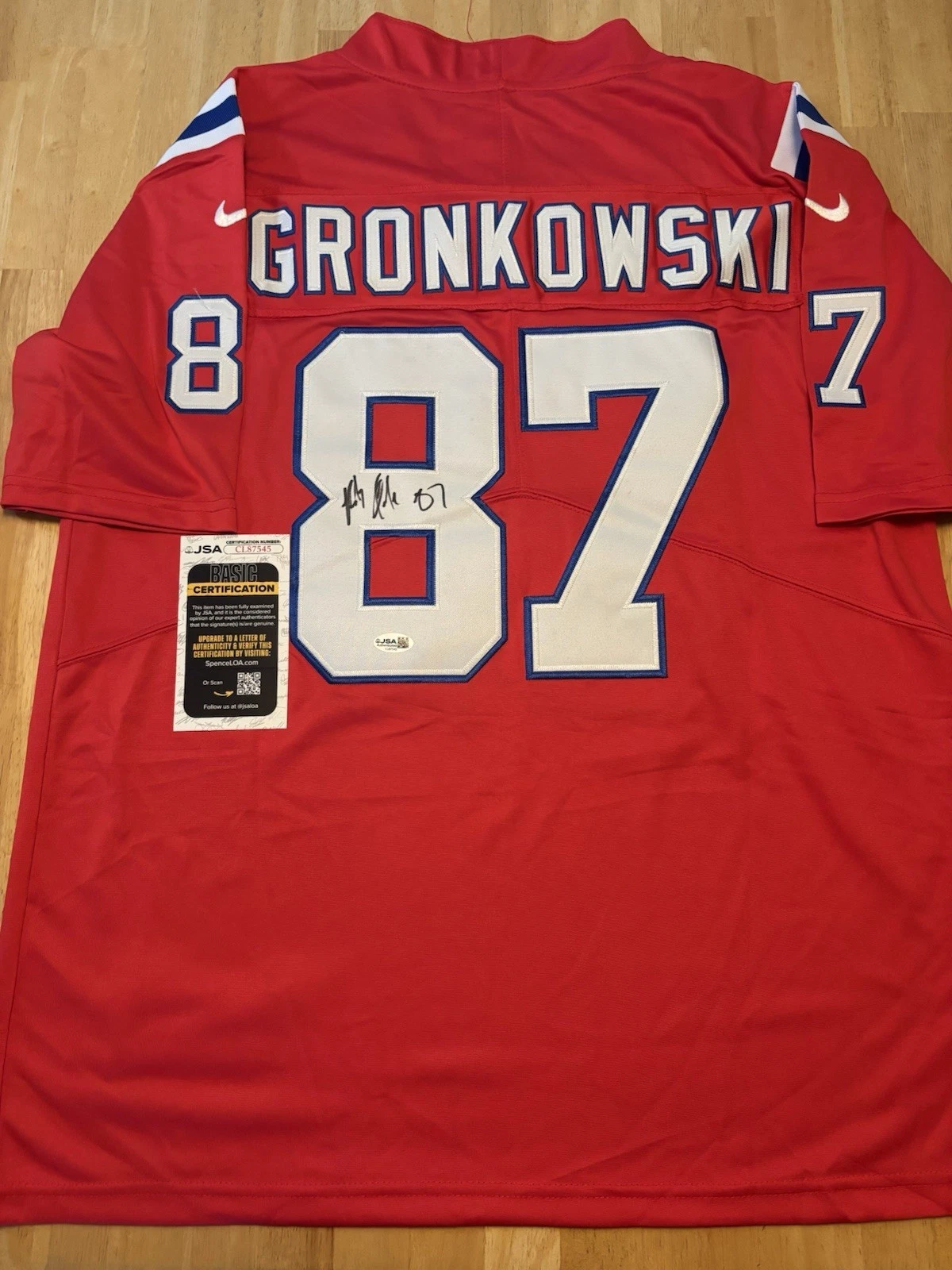 Rob Gronkowski Signed Autographed New England Patriots Jersey. JSA Coa . Gronk