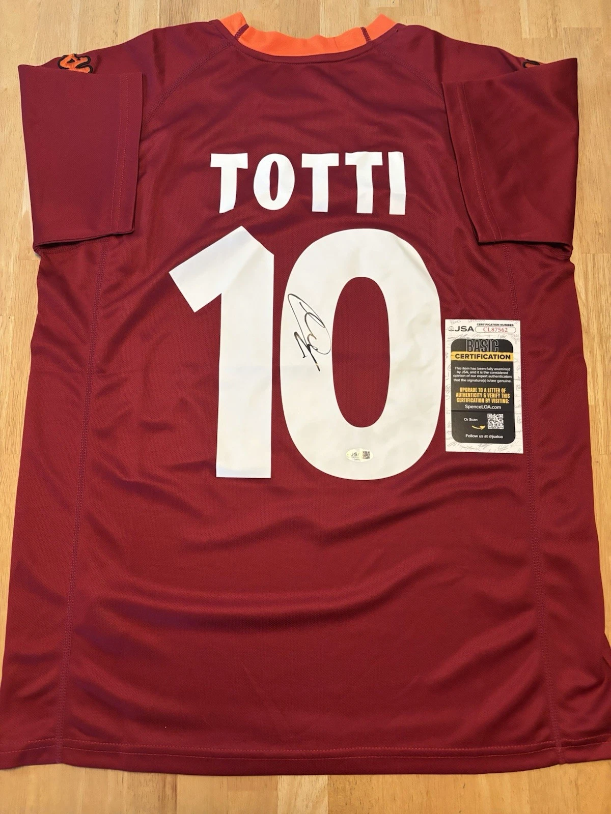 Francesco Totti Signed Autographed AS Roma Jersey. JSA Coa. Rare.