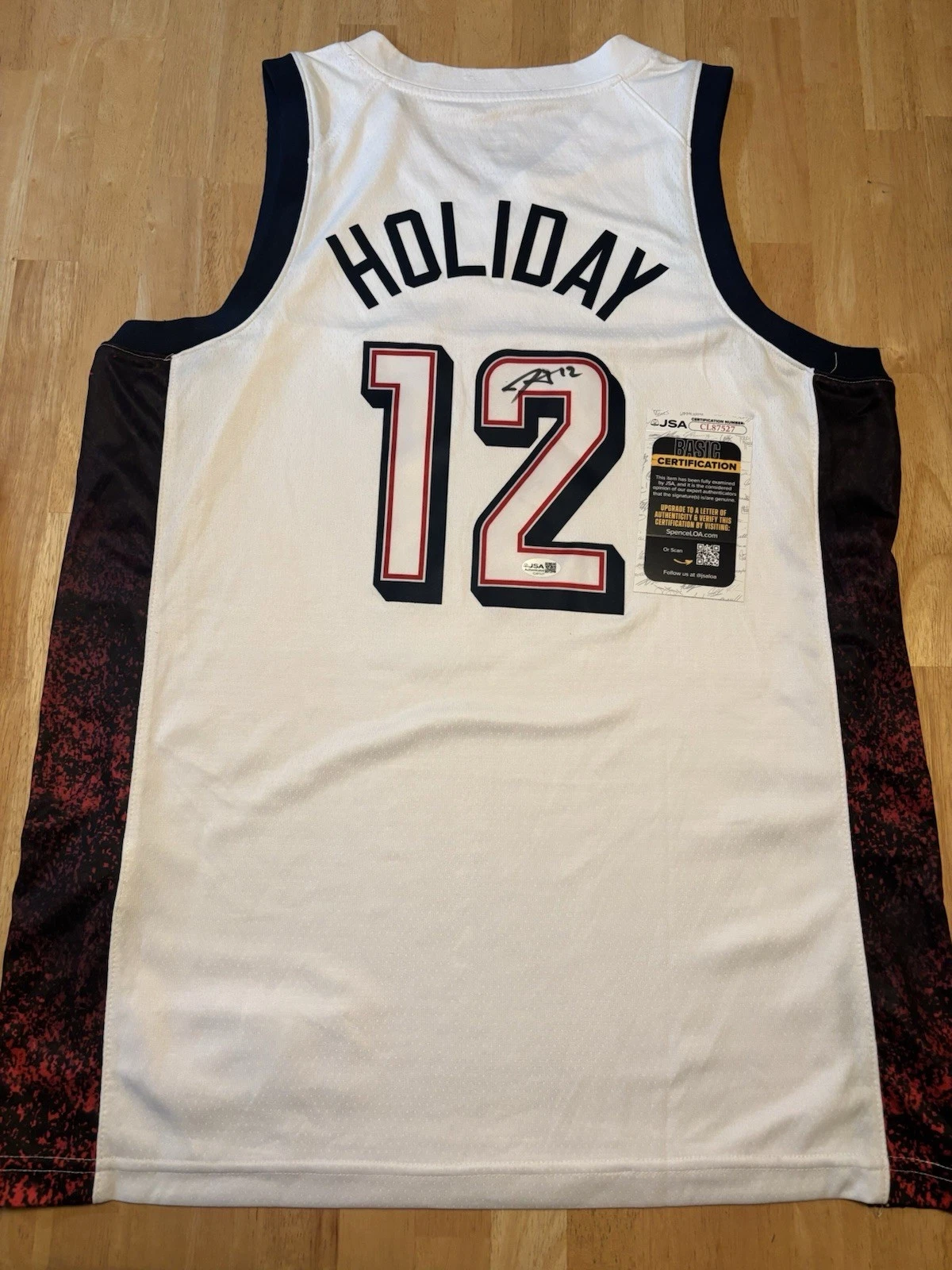 Jrue Holiday Portland Trailblazers Autographed Signed  Team USA Jersey JSA Coa