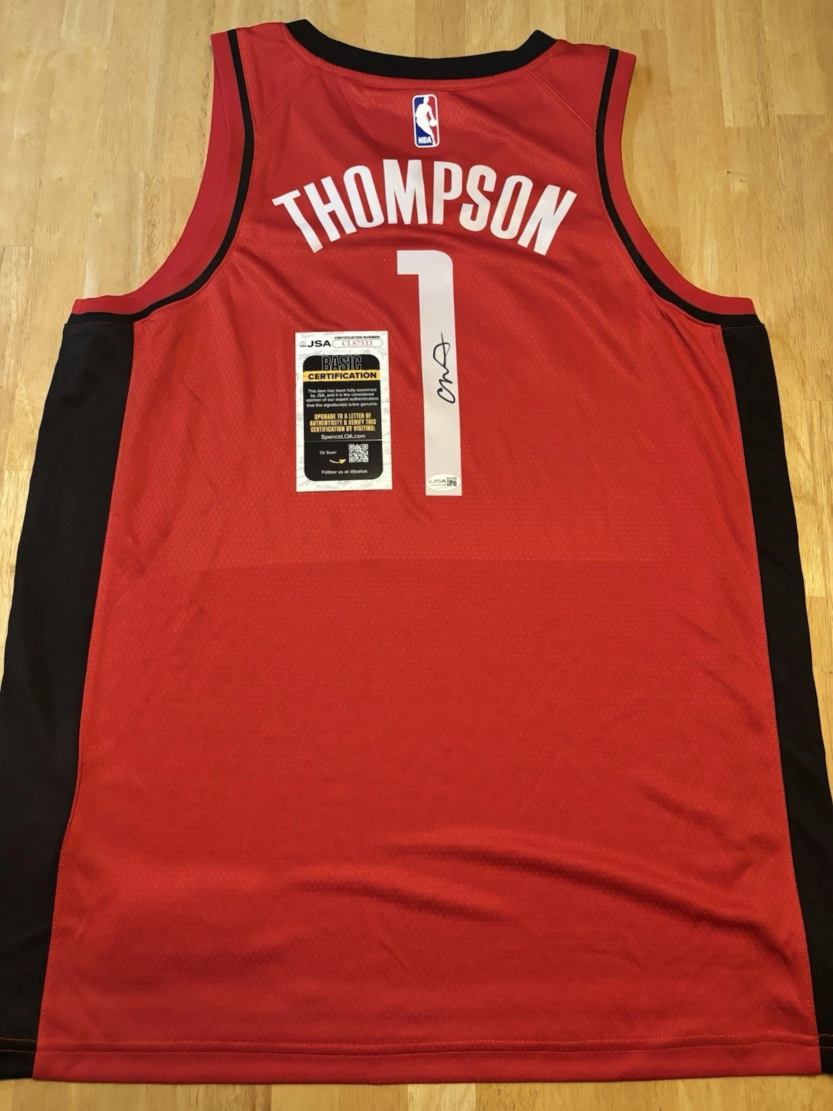 Amen Thompson Houston Rockets Autographed Jersey JSA Certified