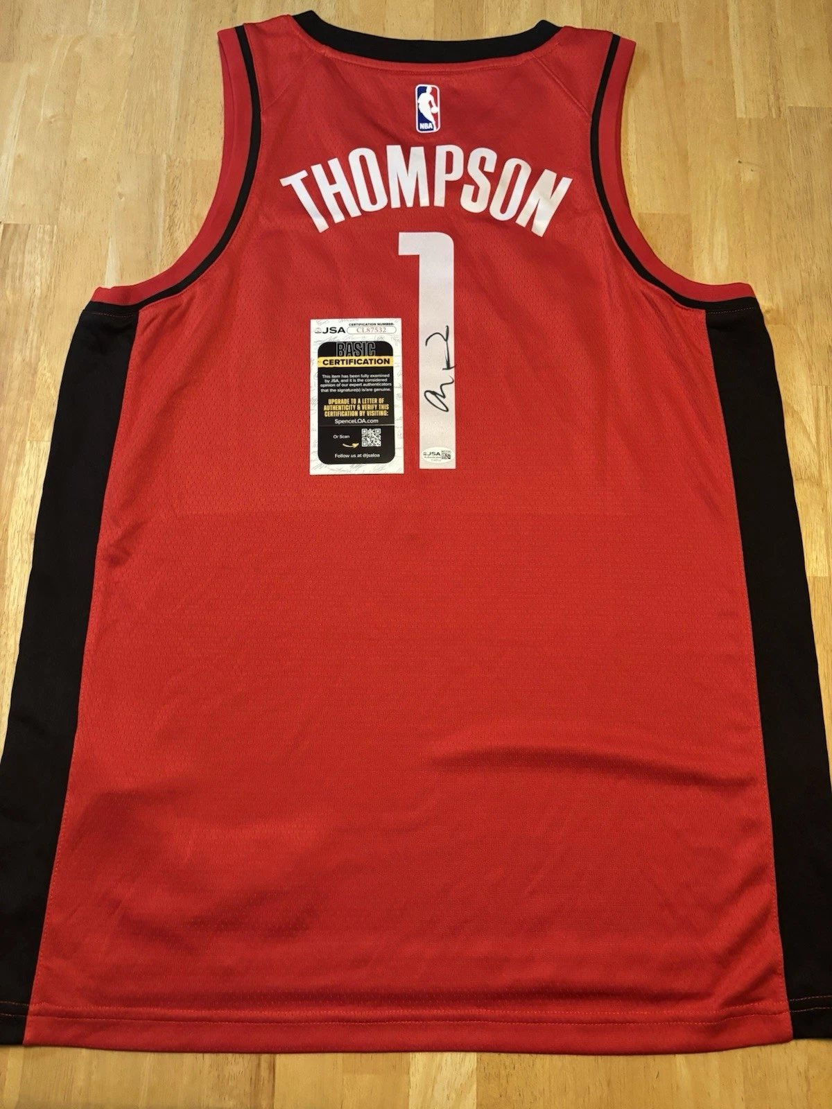Amen Thompson Houston Rockets Autographed Jersey JSA Certified