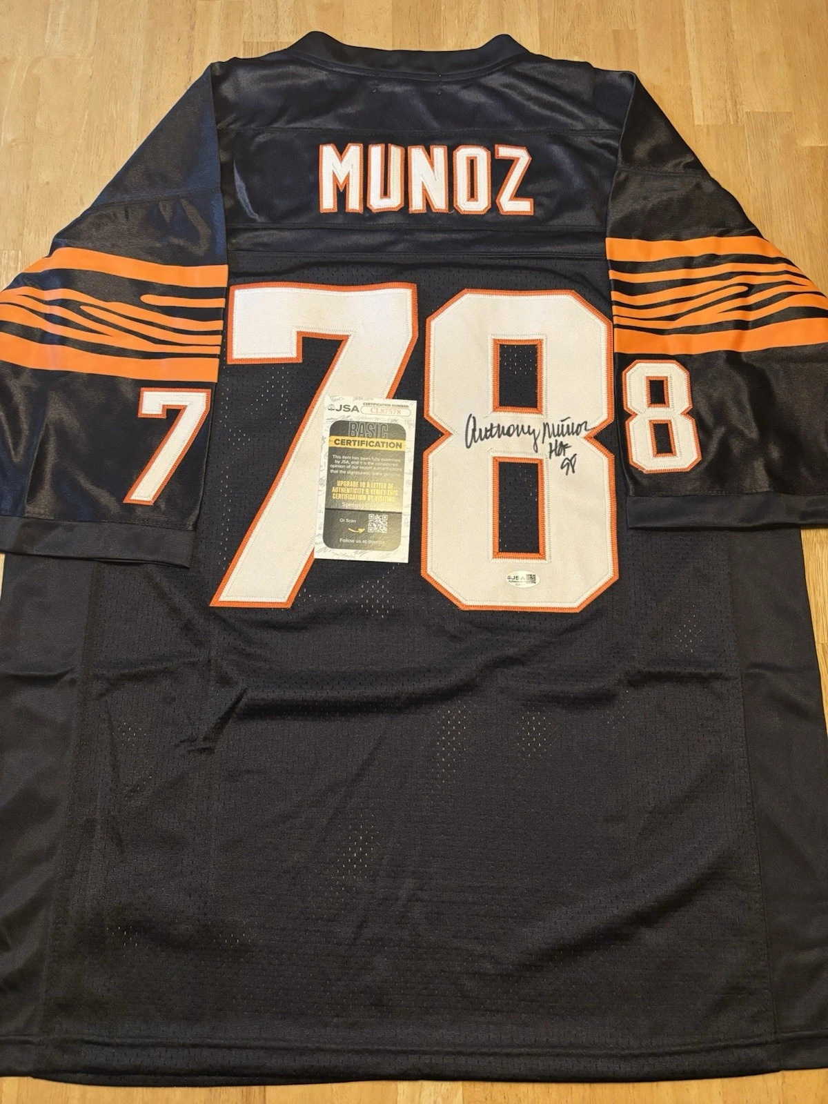 Anthony Munoz Signed Autographed Inscribed Cincinnati Bengals Jersey HOF JSA Coa