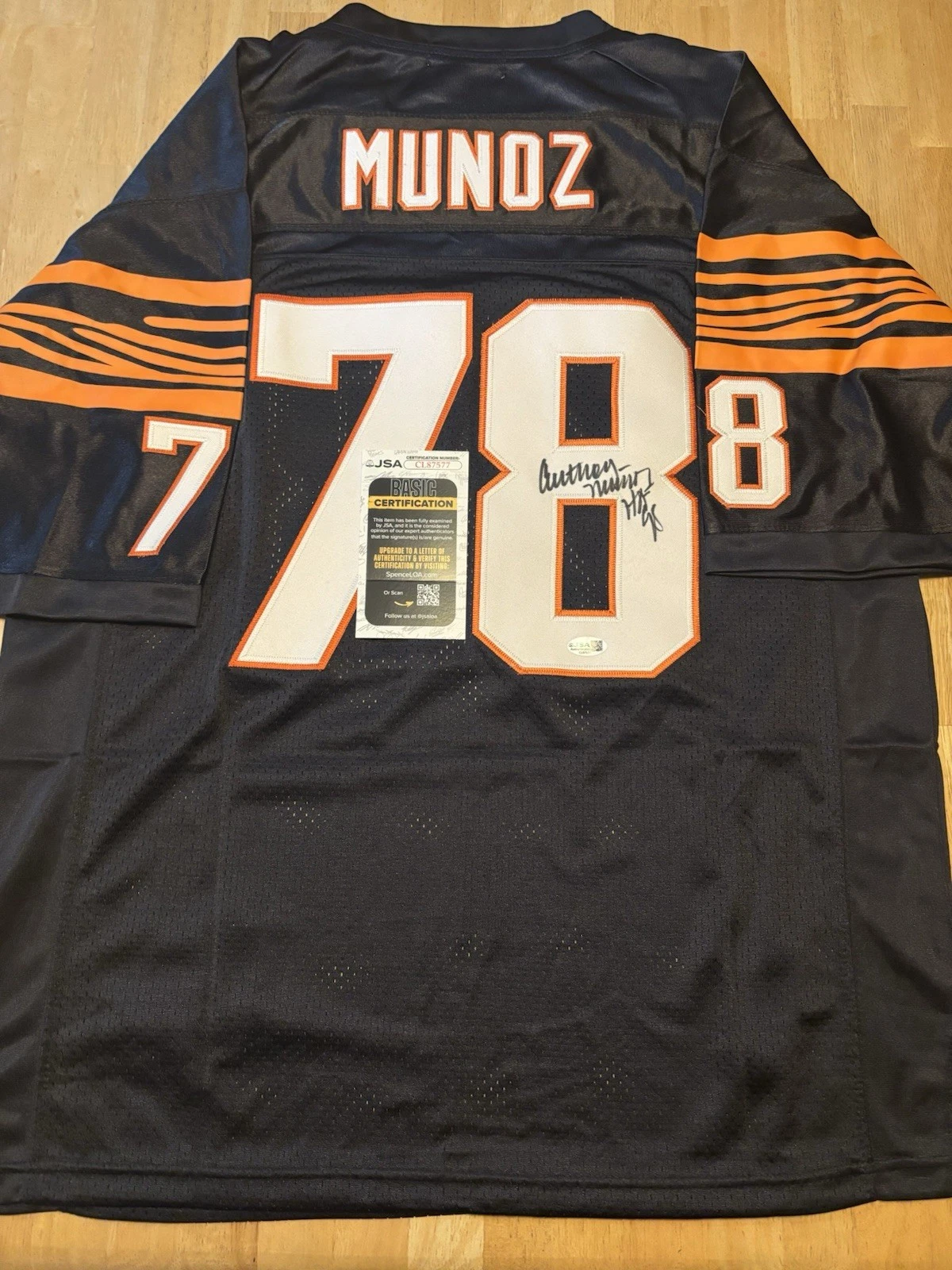Anthony Munoz Signed Autographed Inscribed Cincinnati Bengals Jersey HOF JSA Coa