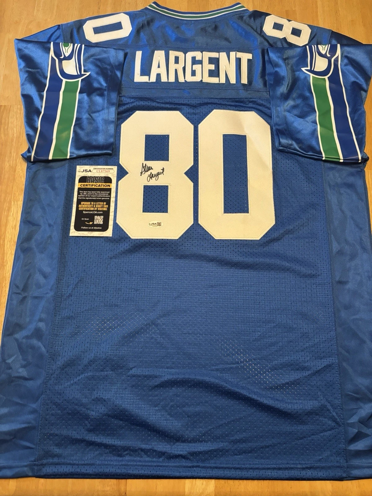 Steve Largent Seattle Seahawks Autographed Signed Jersey JSA Coa. HOF