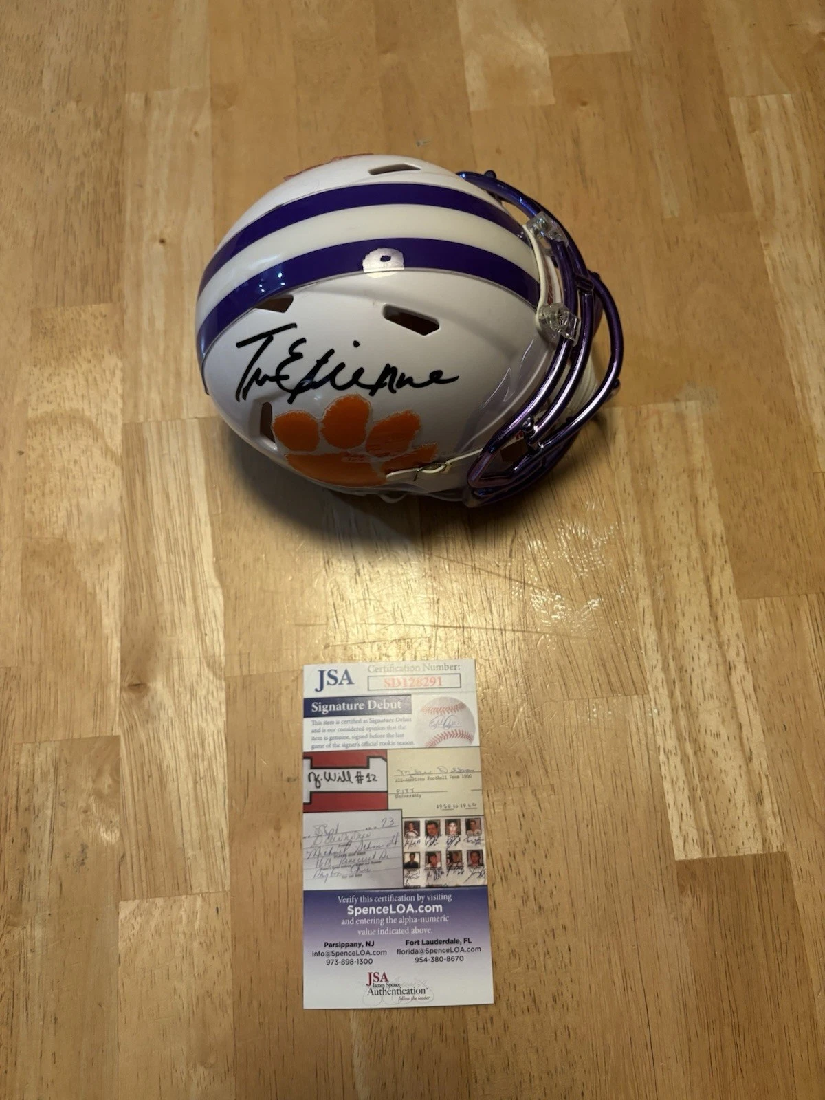 Travis Etienne Signed Autographed Clemson Tigers Mini Speed Helmet. JSA Coa