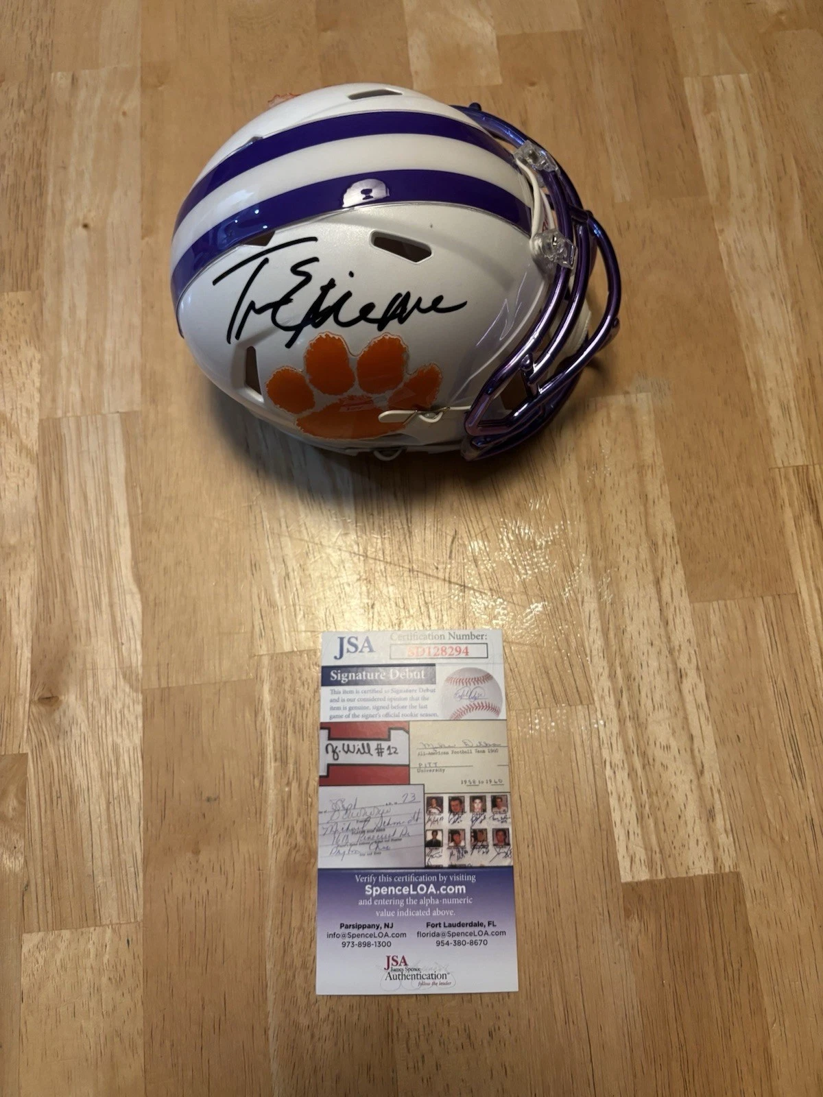 Travis Etienne Signed Autographed Clemson Tigers Mini Speed Helmet. JSA Coa