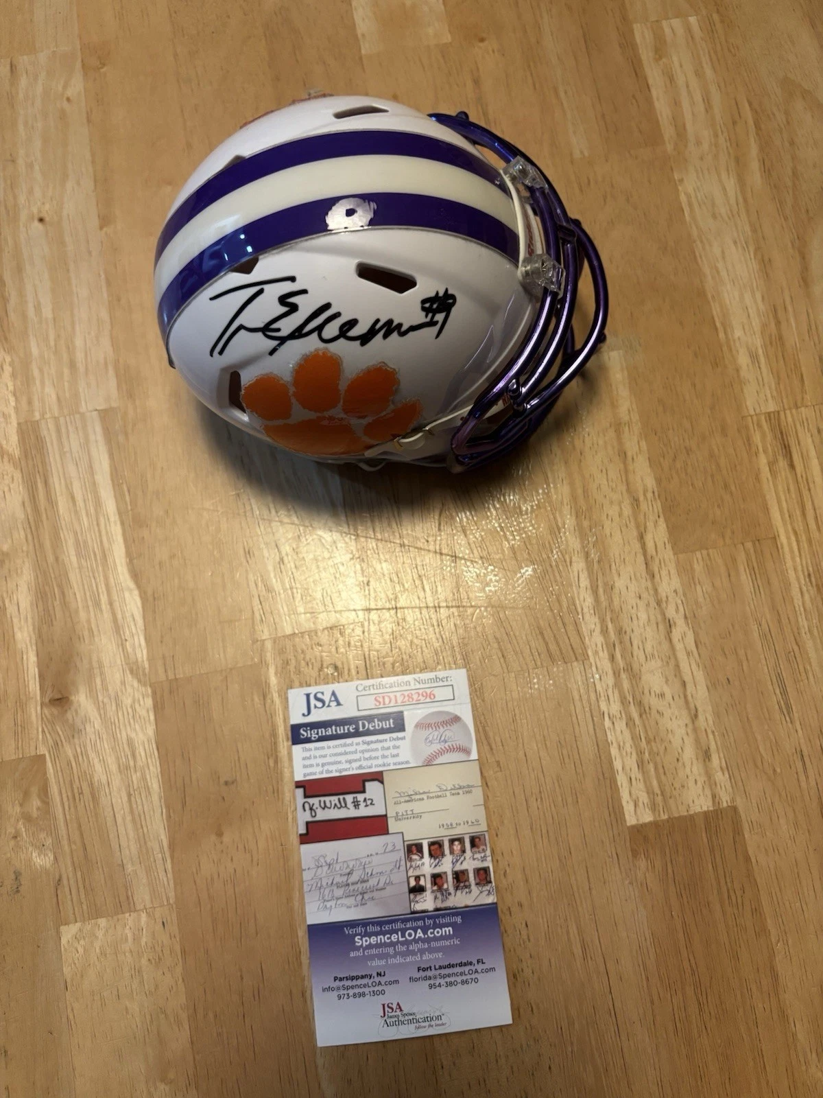 Travis Etienne Signed Autographed Clemson Tigers Mini Speed Helmet. JSA Coa