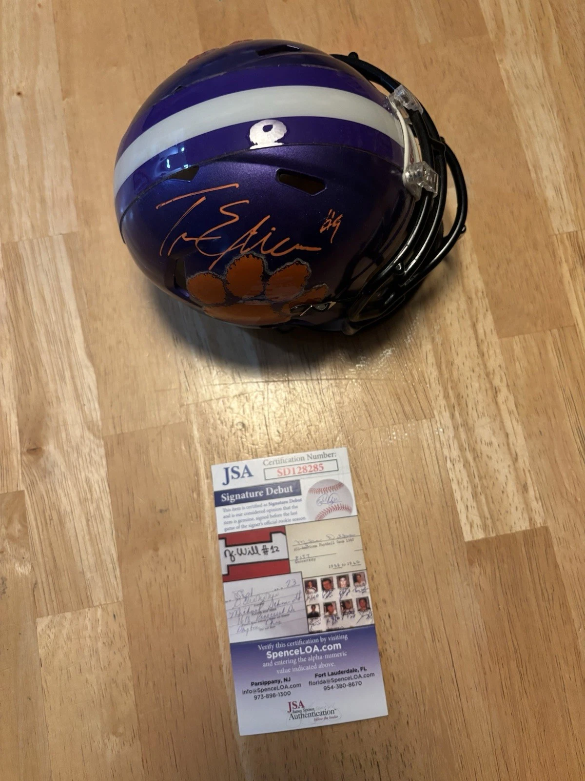 Travis Etienne Signed Autographed Clemson Tigers Mini Speed Helmet. JSA Coa