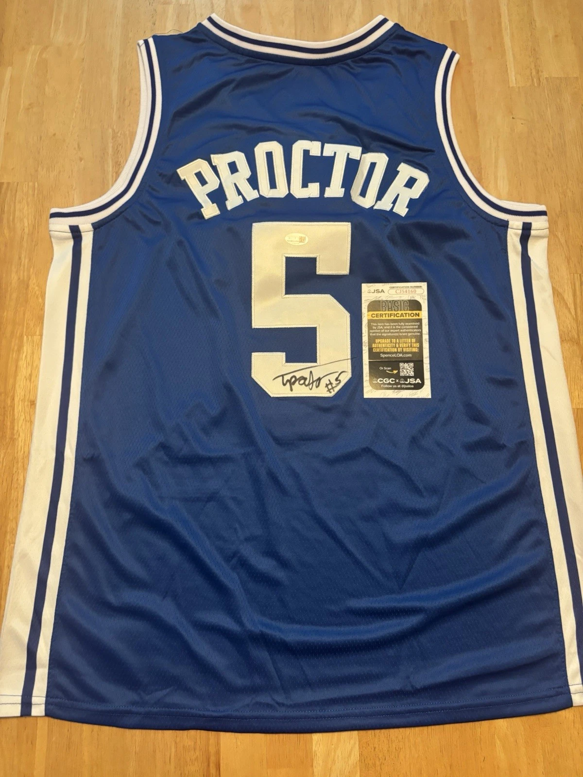 TYRESE PROCTOR Signed Autographed Duke Blue Devils Jersey. JSA Coa