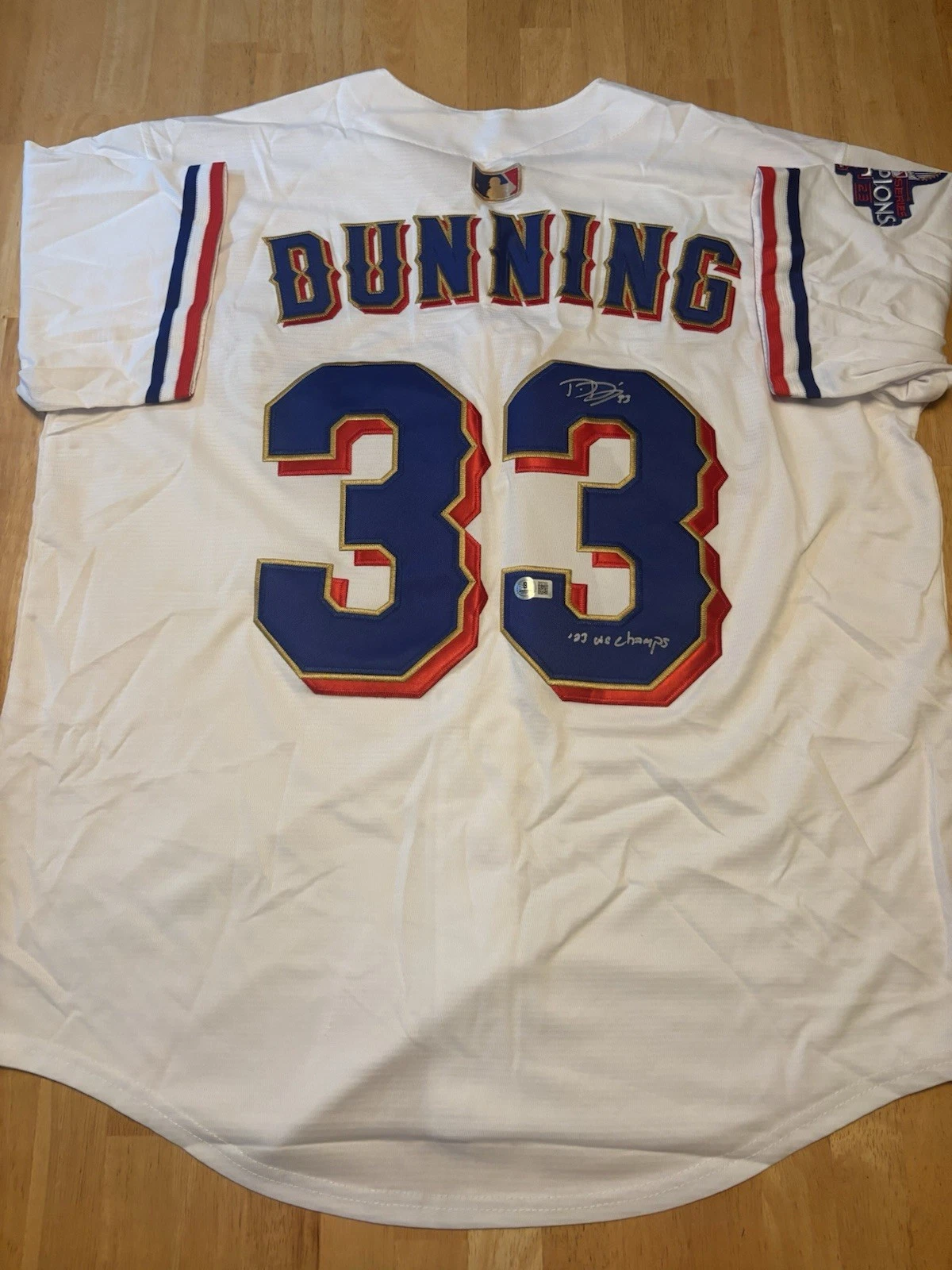 Dane Dunning Signed Autographed  Inscribed Jersey. Texas Rangers. Beckett Coa