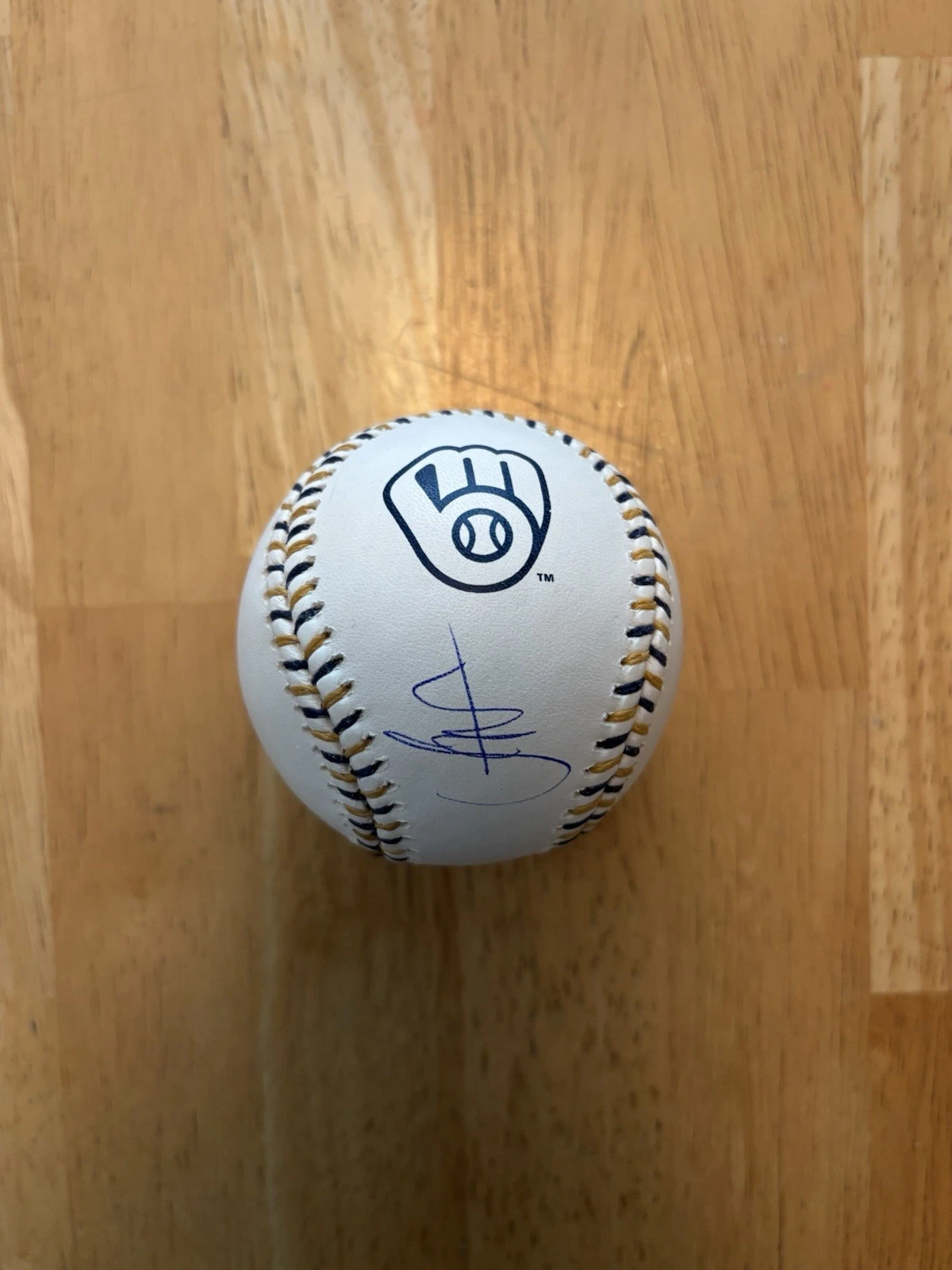 JESUS MADE SIGNED MILWAUKEE BREWERS LOGO Stich RAWLINGS MLB BASEBALL BECKETT.