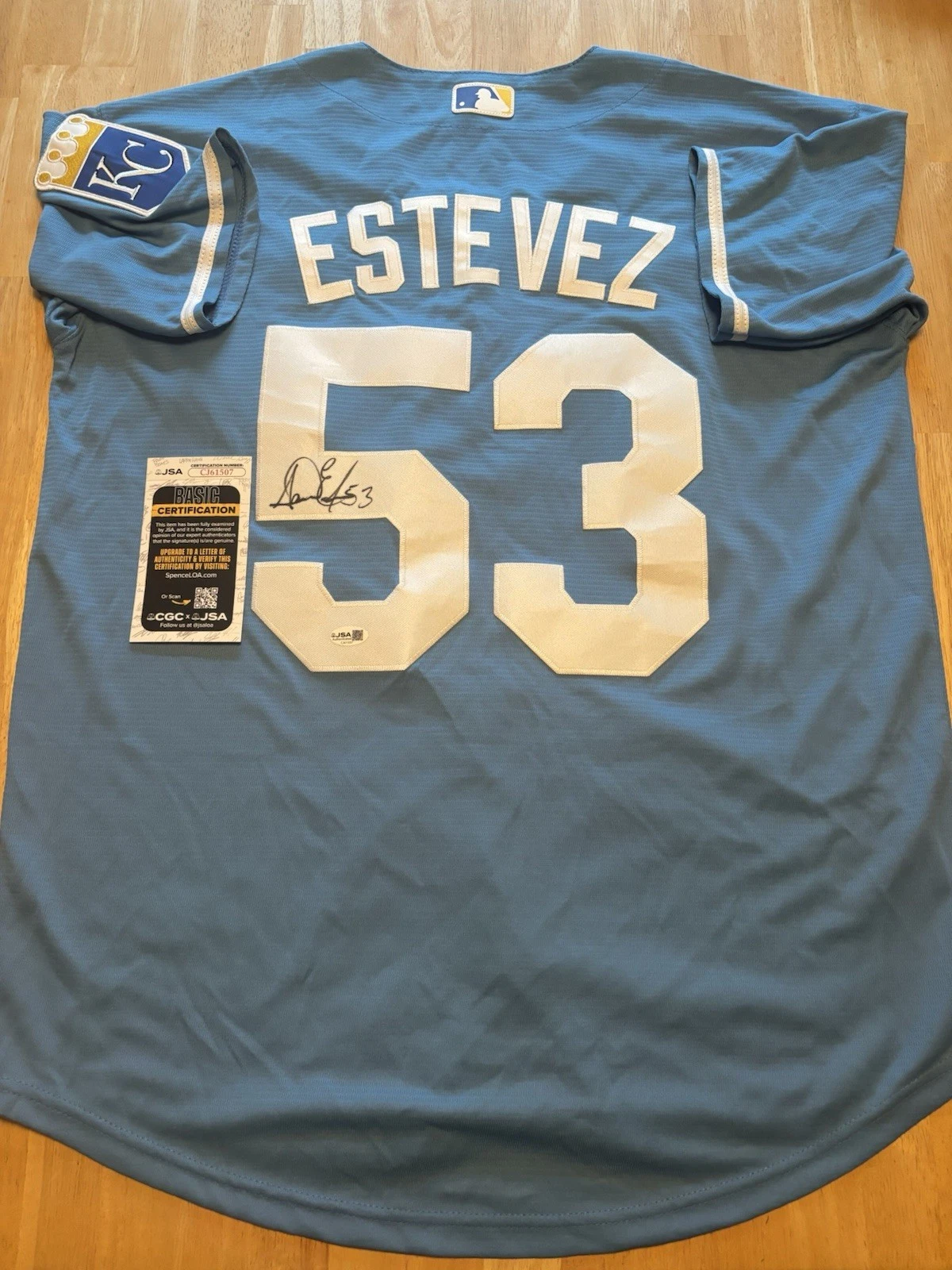 Carlos Estevez Signed Autographed Kansas City Royals Jersey JSA Coa
