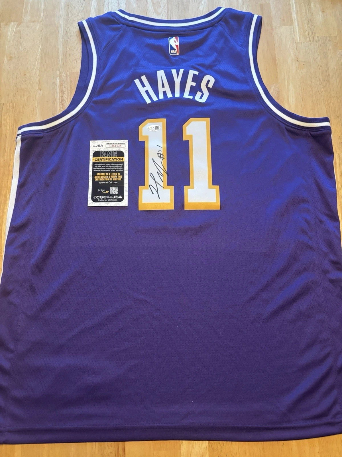 JAXSON HAYES Signed Autographed Los Angeles Lakers Basketball Jersey. JSA Coa