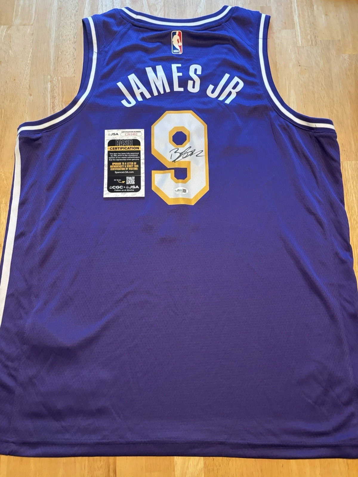 Bronny James JR signed Autographed Los Angeles Lakers jersey JSA coa