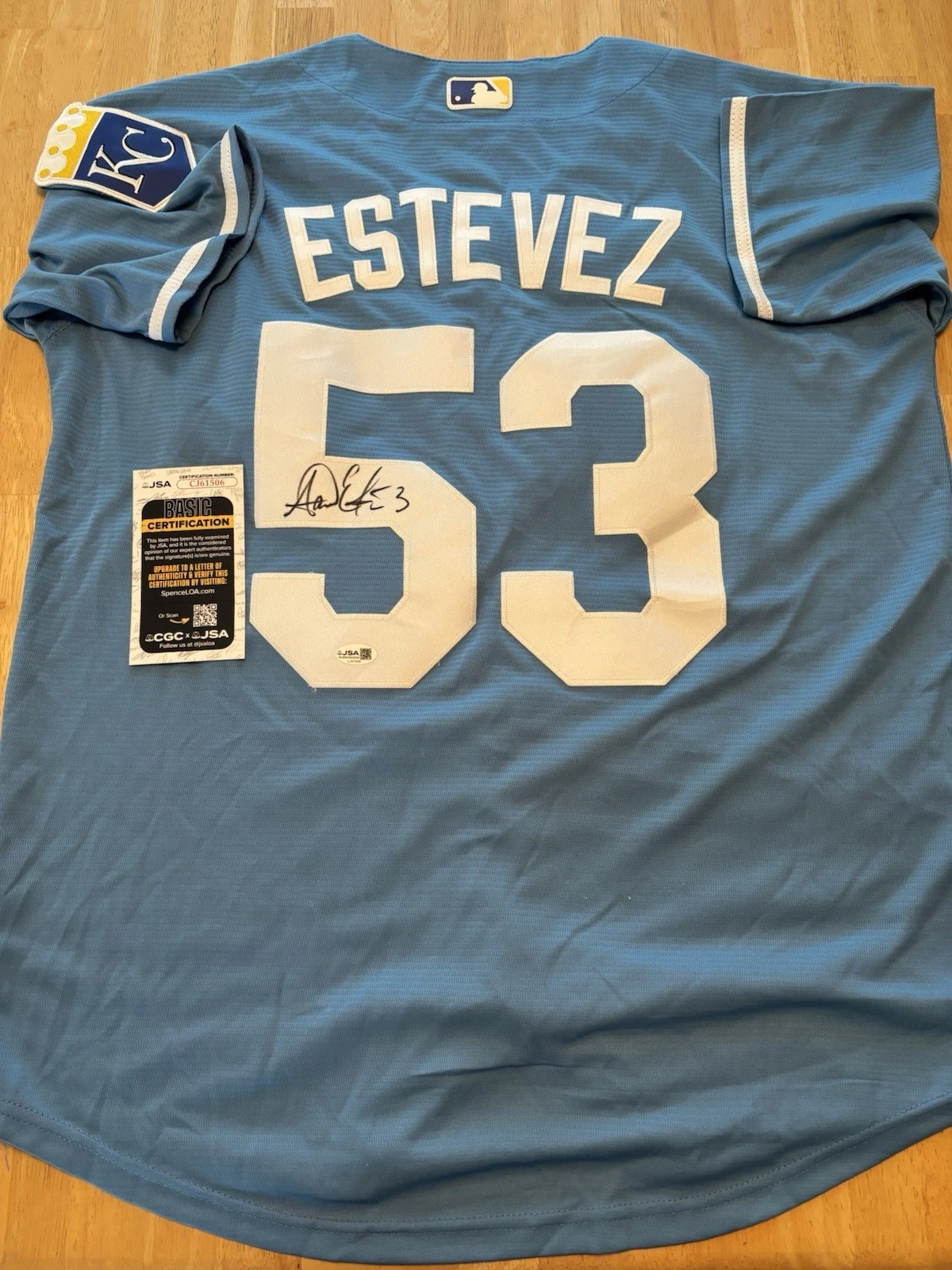 Carlos Estevez Signed Autographed Kansas City Royals Jersey JSA Coa
