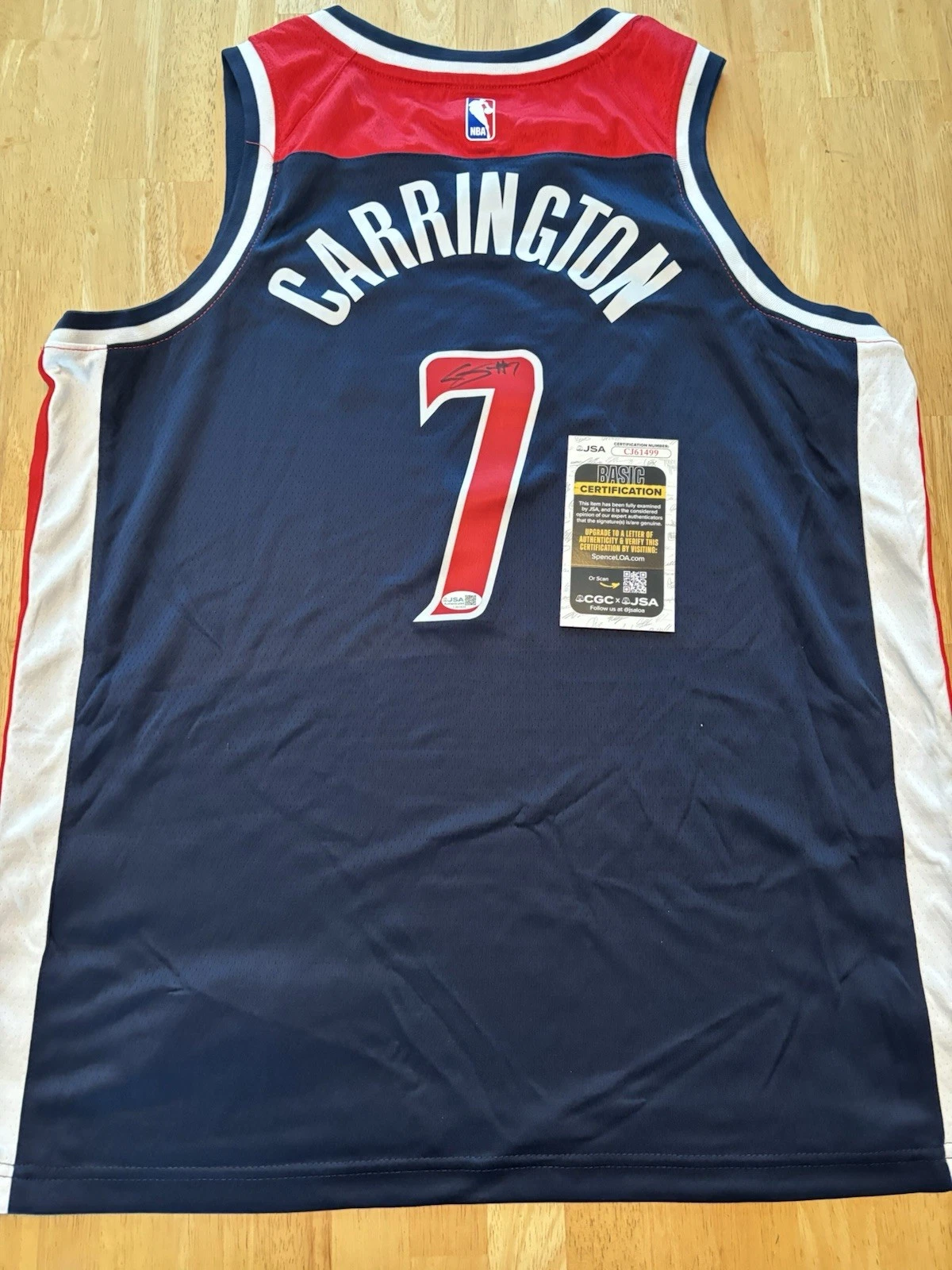 Bub Carrington Signed Autographed Washington Wizards Jersey JSA COA