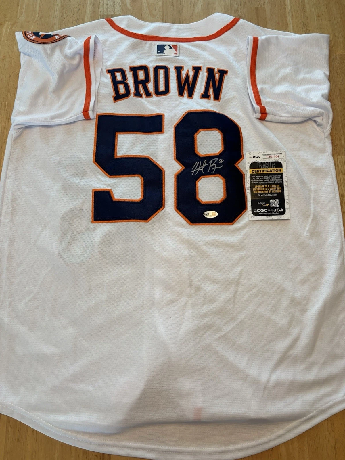 Hunter Brown Signed Autographed Houston Astros Jersey. JSA Coa. All Star