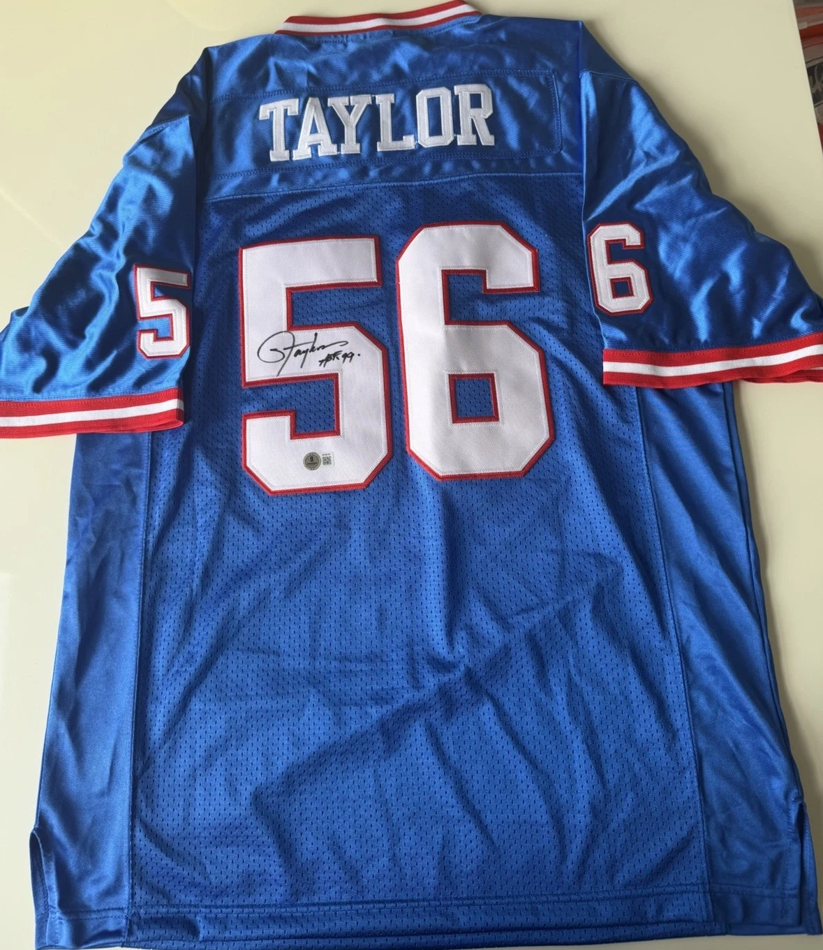 Lawrence Taylor New York Giants Autographed Jersey Inscribed HOF 99 Beckett