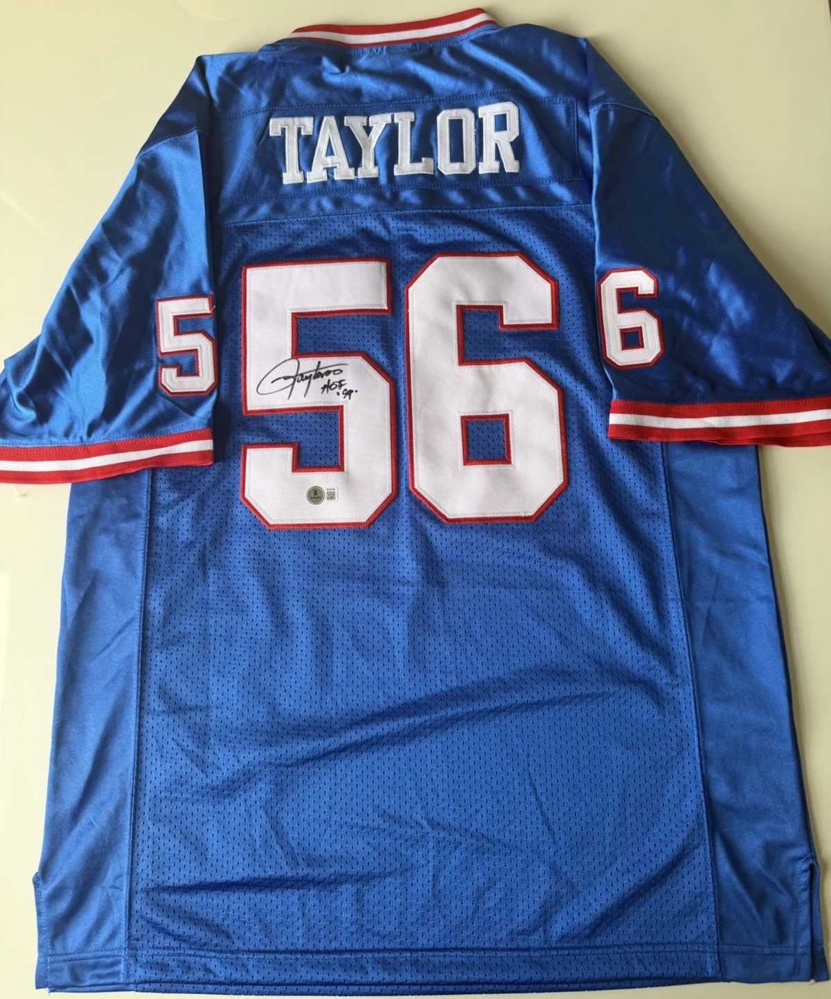 Lawrence Taylor New York Giants Autographed Jersey Inscribed HOF 99 Beckett