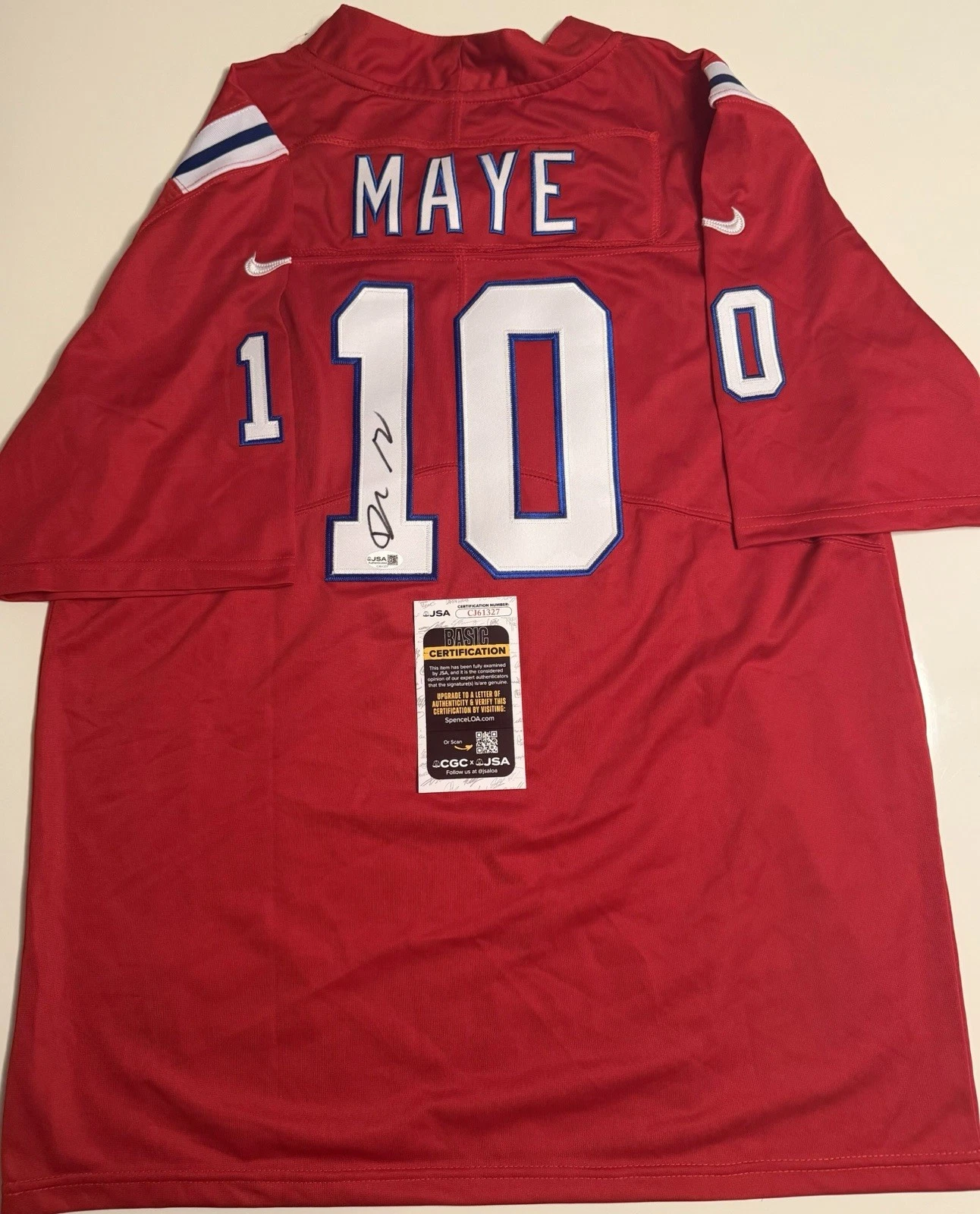 Drake Maye New England Patriots Autographed Jersey NFL Star JSA COA