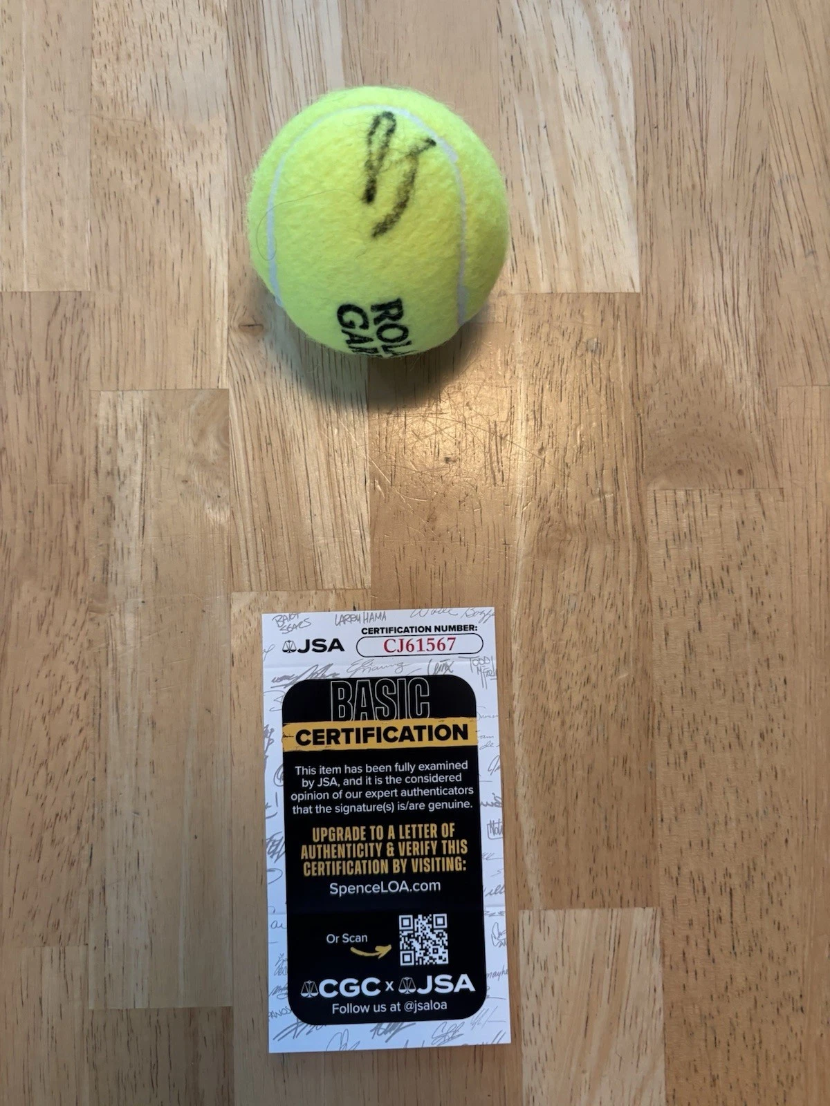 JANNIK SINNER SIGNED Roland Garros  Autographed Tennis Ball JSA COA