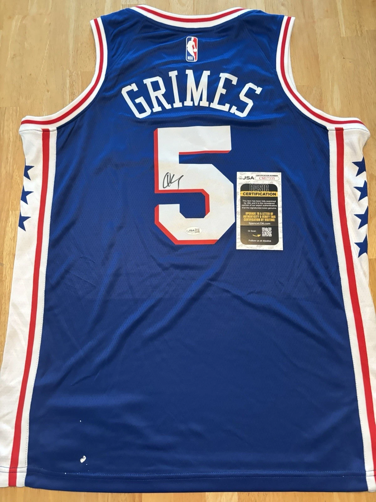 Quentin Grimes Signed Autographed Philadelphia 76ers Jersey. Jsa Coa. Rare. Read