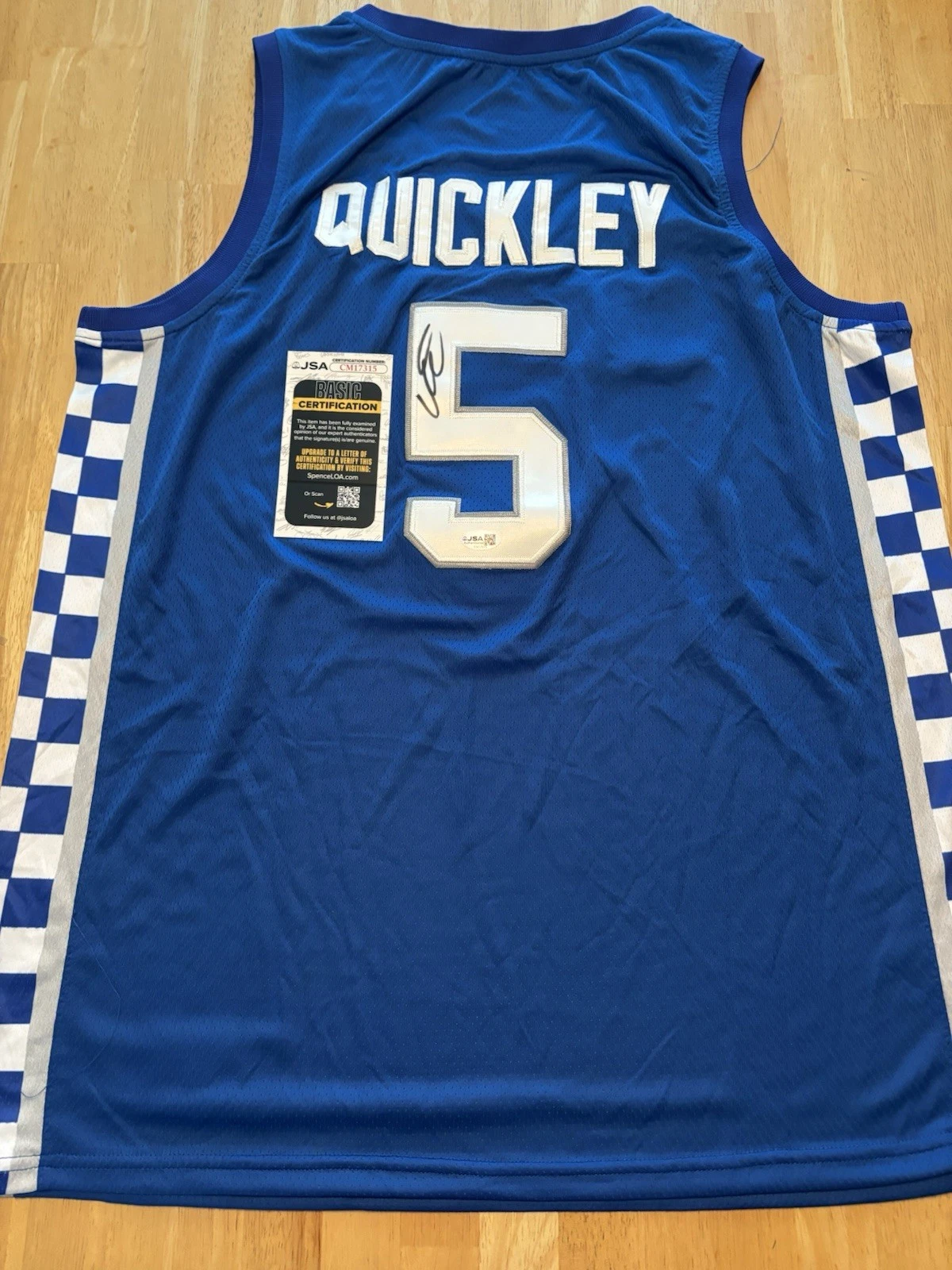 Immanuel Quickley Kentucky Wildcats Autographed Signed Jersey Raptors JSA COA