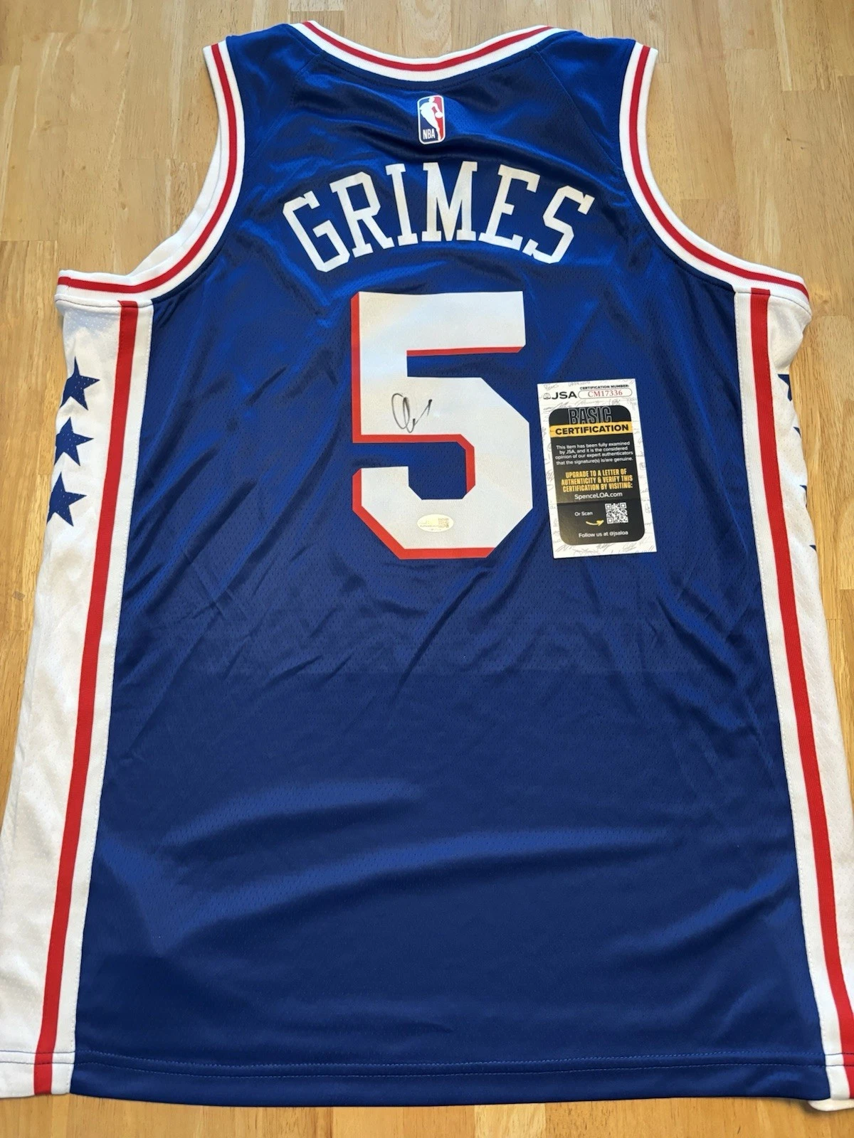 Quentin Grimes Signed Autographed Philadelphia 76ers Jersey. Jsa Coa. Rare.