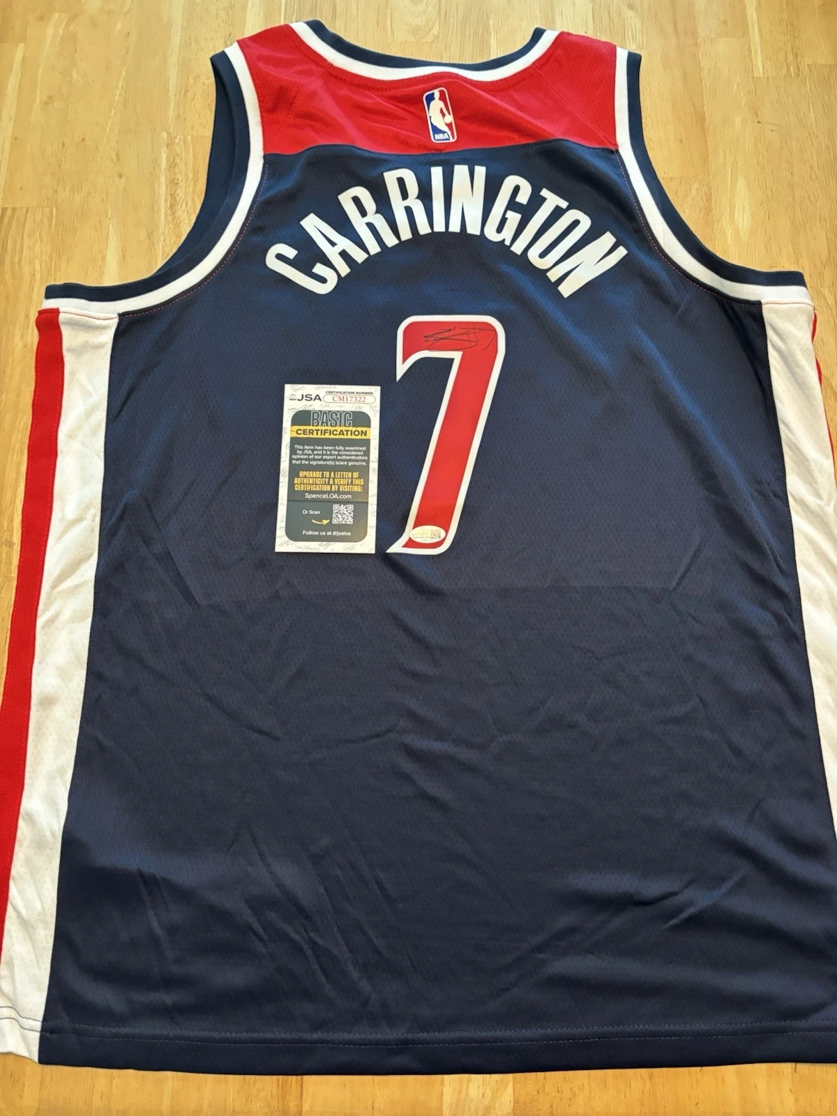 Bub Carrington Signed Autographed Washington Wizards Jersey JSA COA