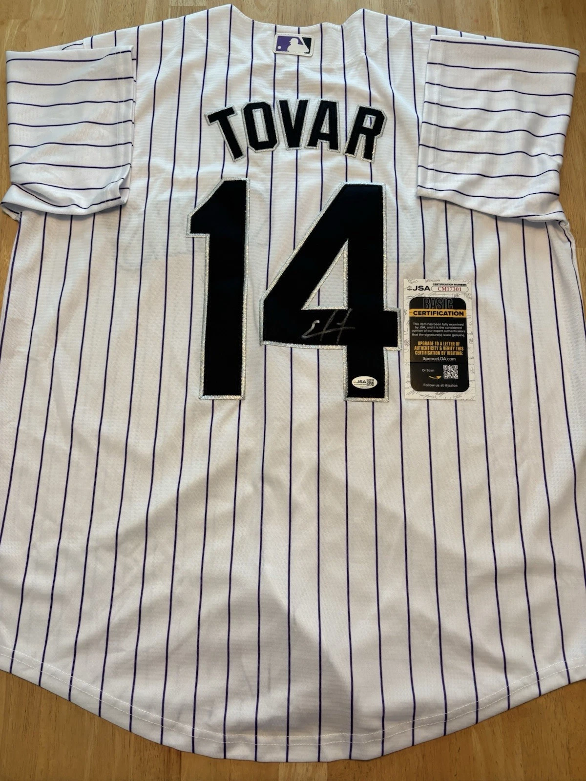 Ezequiel Tovar Signed Autographed Colorado Rockies Jersey JSA Coa