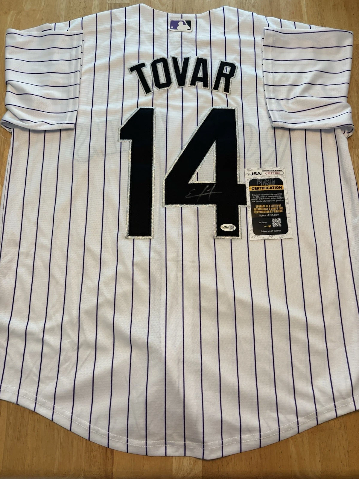 Ezequiel Tovar Signed Autographed Colorado Rockies Jersey JSA Coa