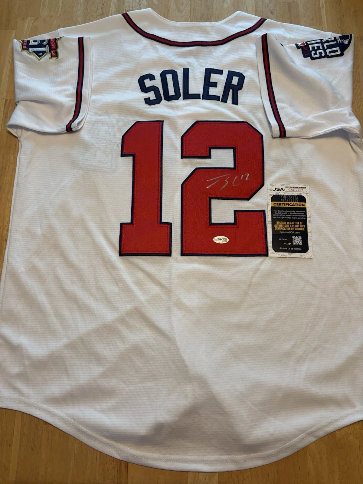Jorge Soler Signed Autographed Atlanta Braves World Series Jersey. JSA Coa
