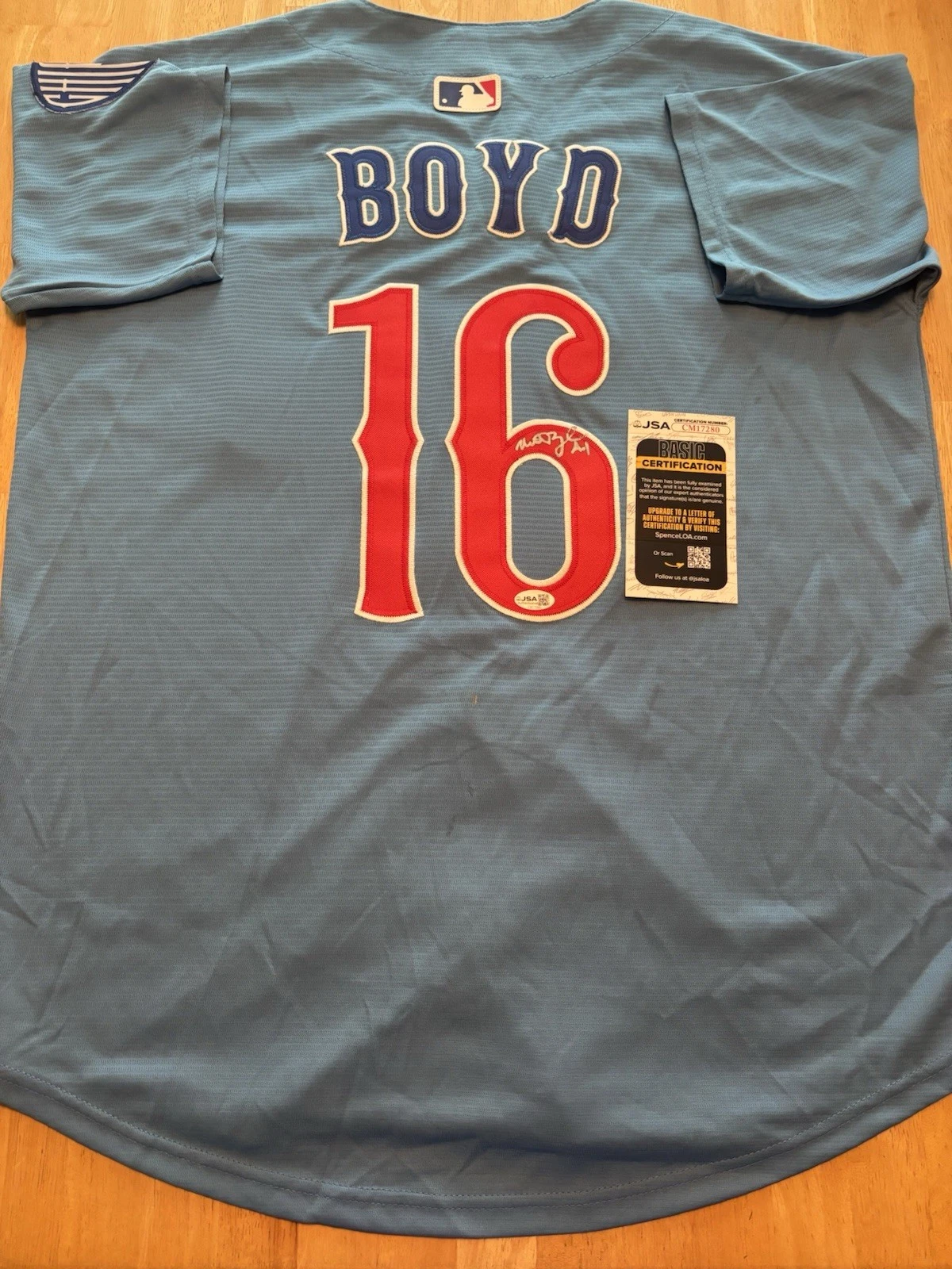 Matthew Boyd Signed Autographed Chicago Cubs Jersey. JSA Coa. Rare