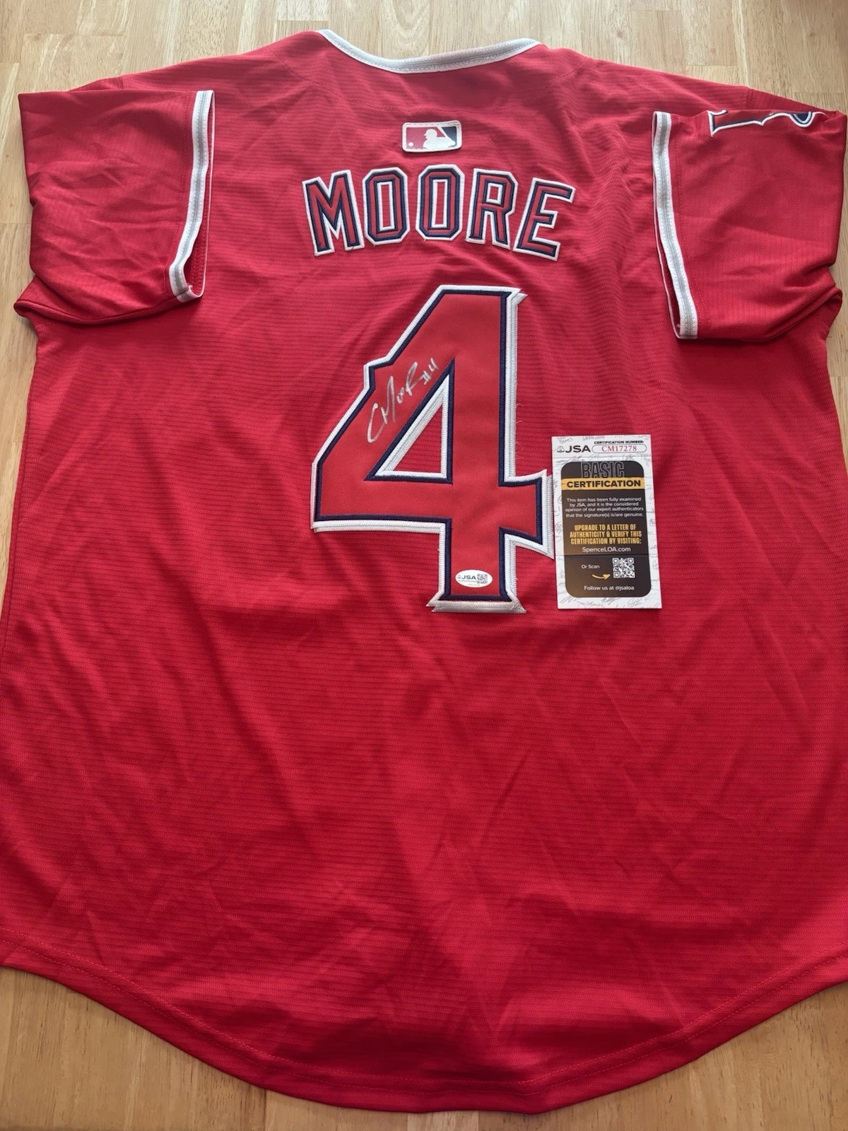 CHRISTIAN MOORE signed autographed LA Angels Jersey JSA Coa