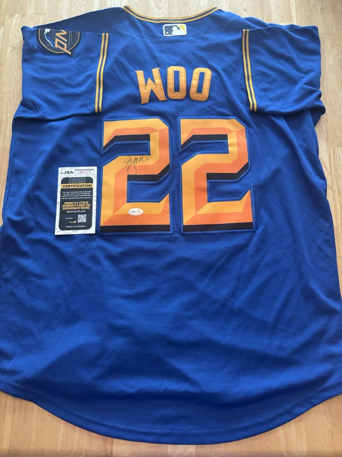 BRYAN WOO AUTOGRAPHED Signed Seattle Mariners CITY CONNECT JERSEY. JSA Coa