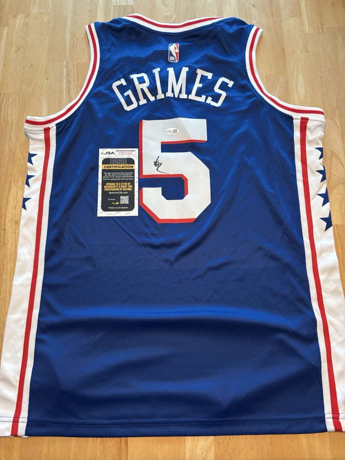 Quentin Grimes Signed Autographed Philadelphia 76ers Jersey. Jsa Coa. Rare.