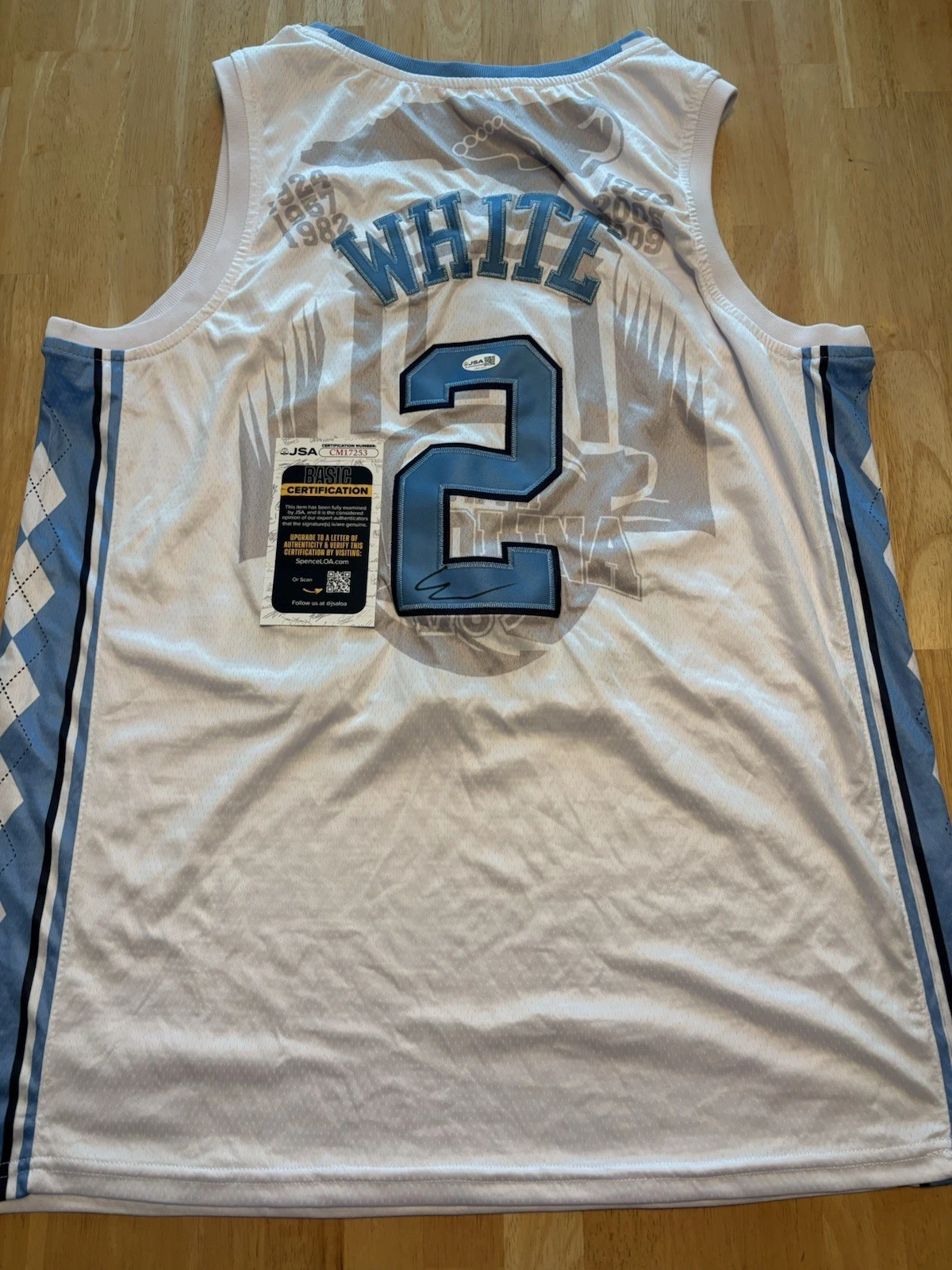 Coby White signed autographed North Carolina Tar Heels jersey. JSA Coa
