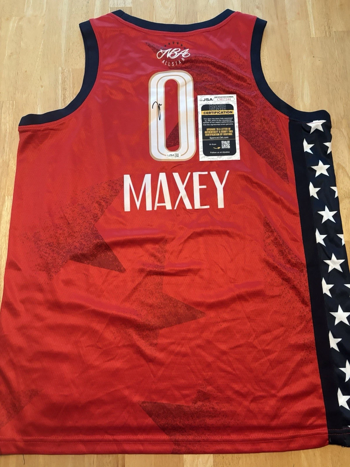 Tyrese Maxey Signed Autographed Philadelphia 76ers 2026 All Star Jersey. JSA Coa