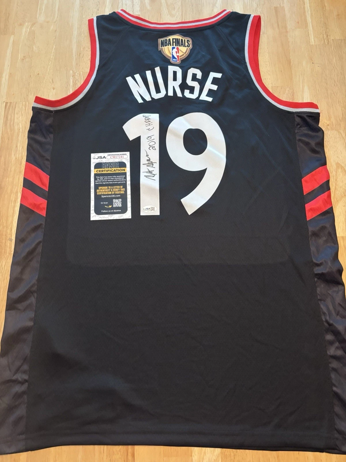 Nick Nurse Signed Autographed Inscribed Toronto Raptors Jersey. JSA Coa. Champs