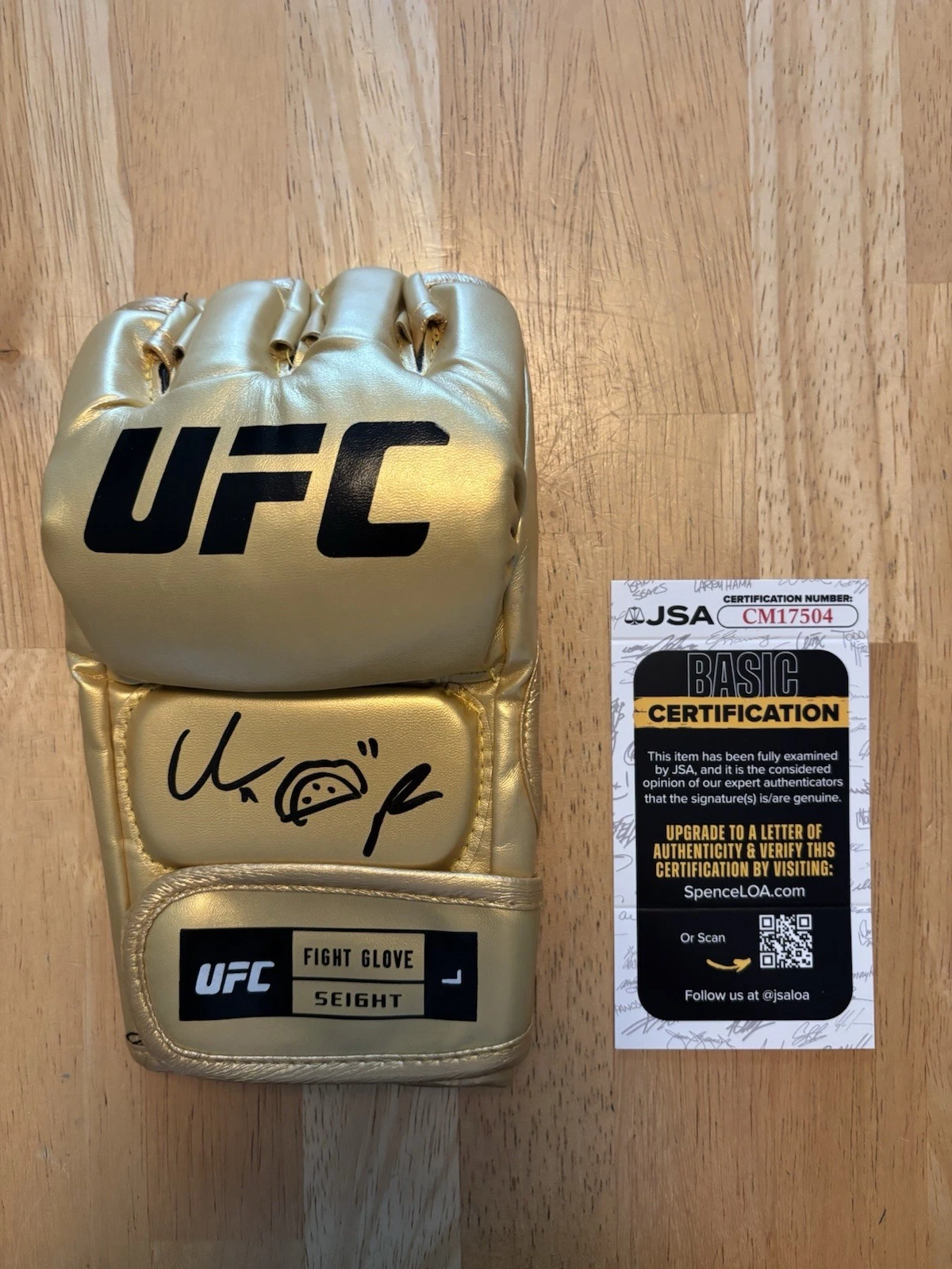 Chris Padilla Taco SIGNED AUTOGRAPHED UFC GLOVE MMA FIGHTER GOLD JSA