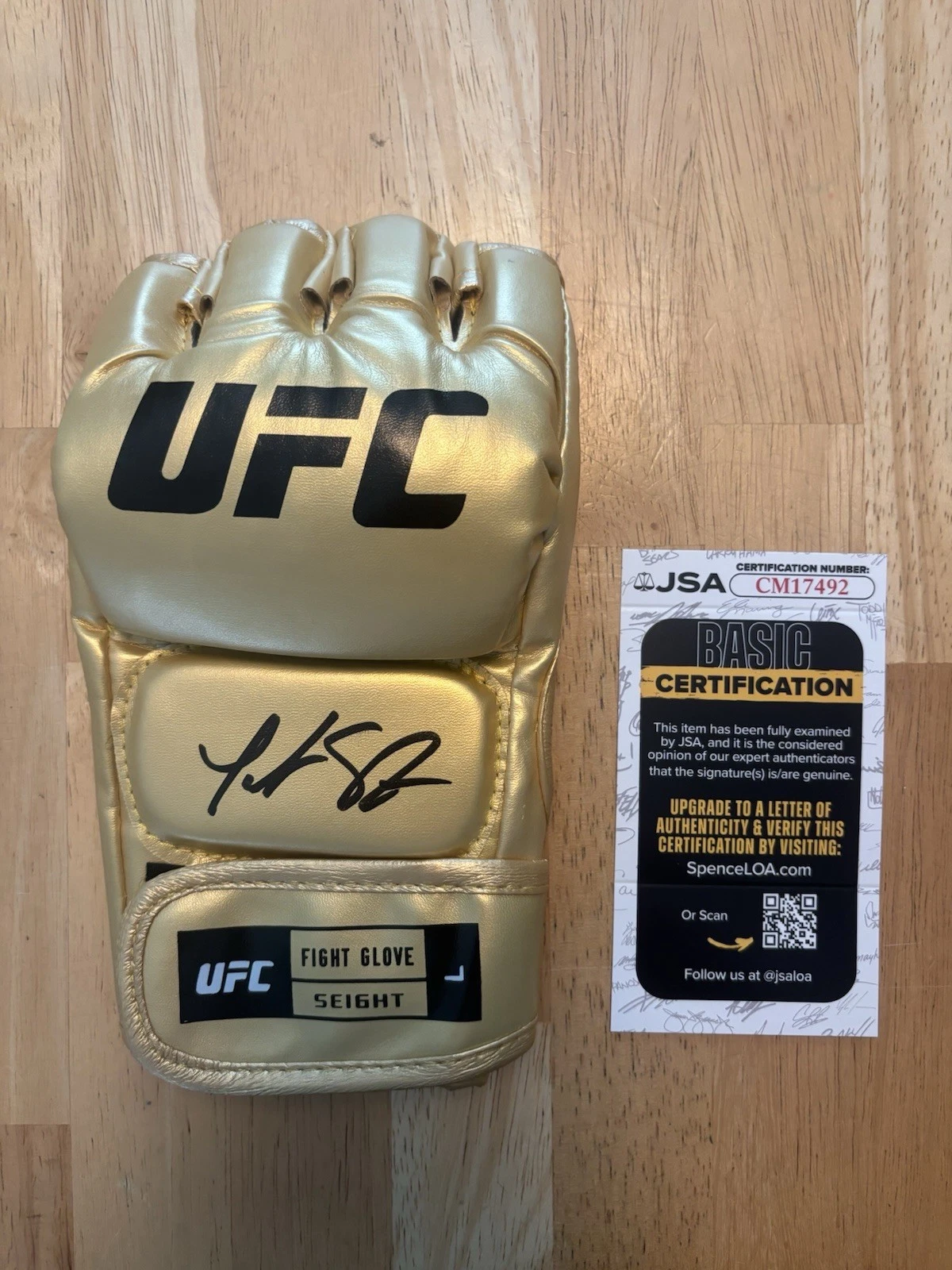 Tatiana Suarez SIGNED AUTOGRAPHED UFC GLOVE MMA FIGHTER GOLD JSA