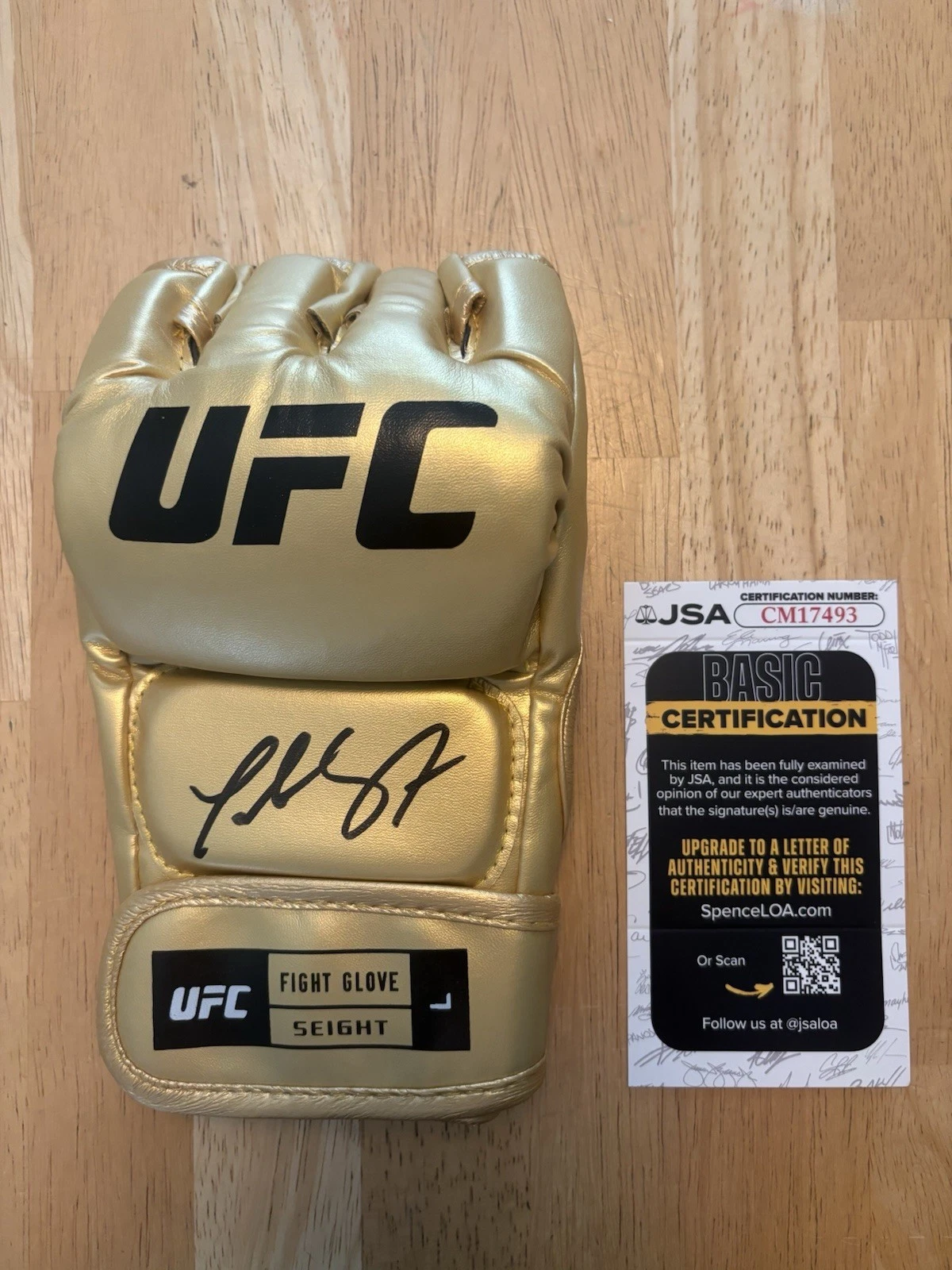 Tatiana Suarez SIGNED AUTOGRAPHED UFC GLOVE MMA FIGHTER GOLD JSA