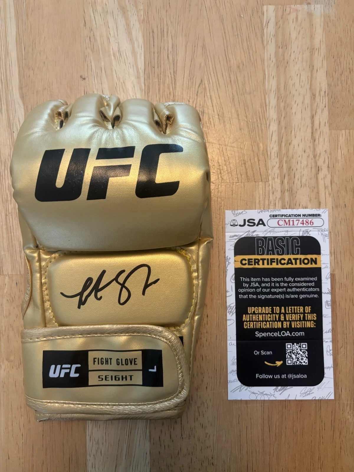Tatiana Suarez SIGNED AUTOGRAPHED UFC GLOVE MMA FIGHTER GOLD JSA