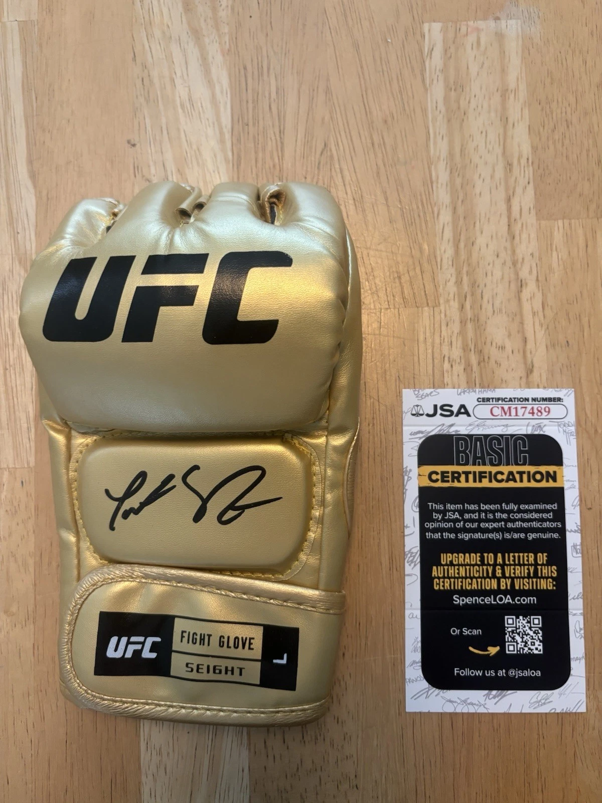 Tatiana Suarez SIGNED AUTOGRAPHED UFC GLOVE MMA FIGHTER GOLD JSA