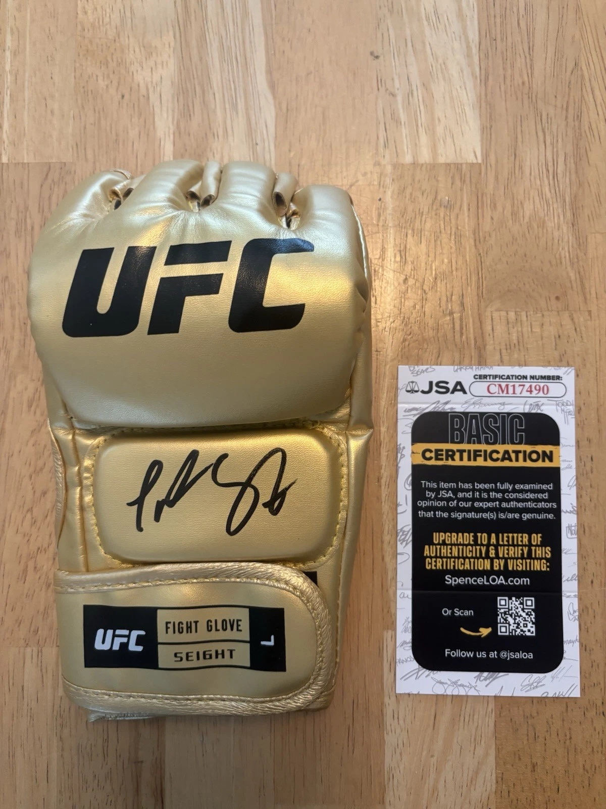 Tatiana Suarez SIGNED AUTOGRAPHED UFC GLOVE MMA FIGHTER GOLD JSA