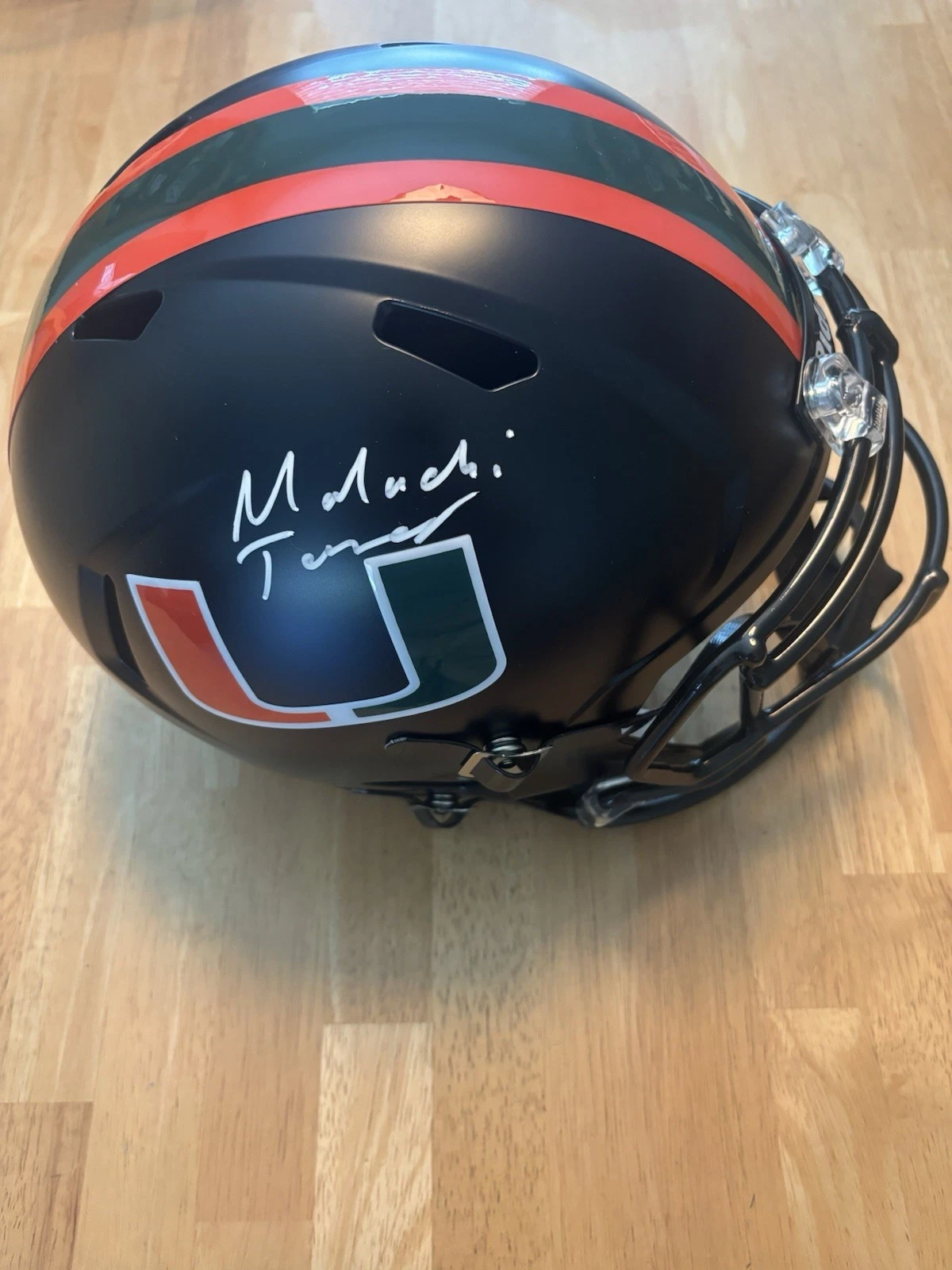 Malachi Toney Miami Hurricanes Signed Autographed FullSize Helmet JSA. Full Name