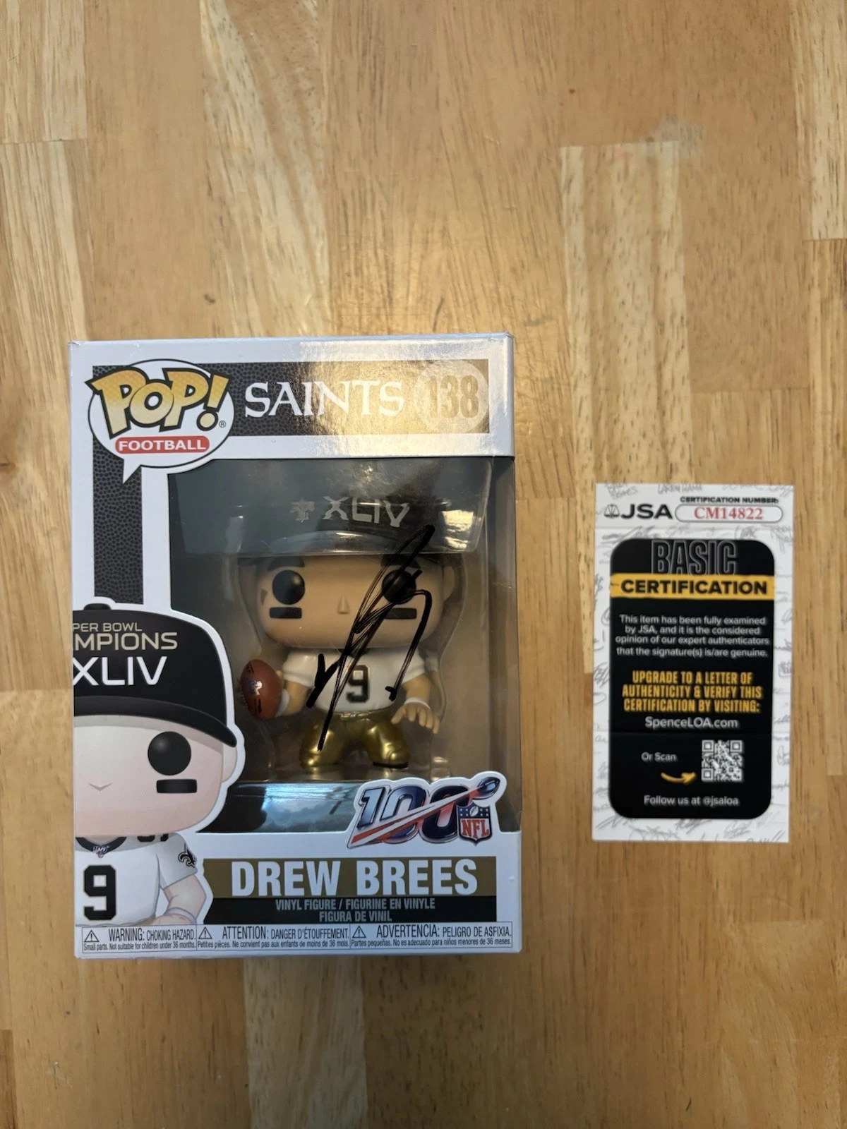 Drew Brees Signed  Autographed Funko Pop #138. JSA Coa.  Super Bowl XLIV. Hof