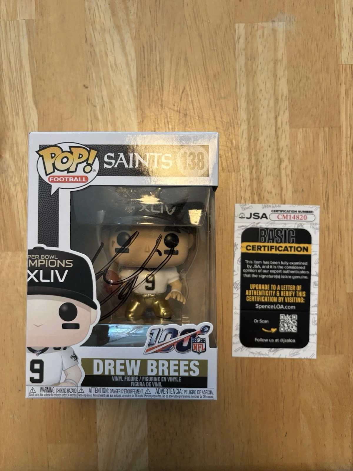 Drew Brees Signed  Autographed Funko Pop #138. JSA Coa.  Super Bowl XLIV. Hof