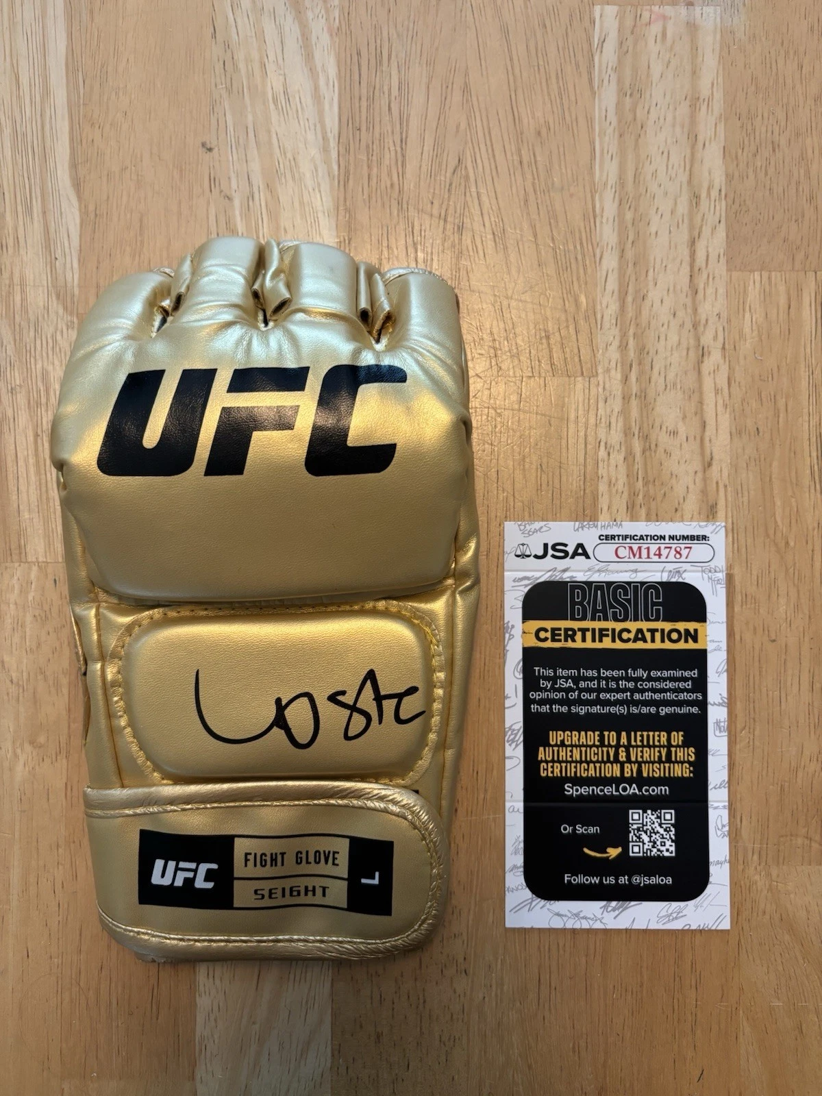 Paulo Costa Signed Autographed Gold UFC Glove. JSA Coa