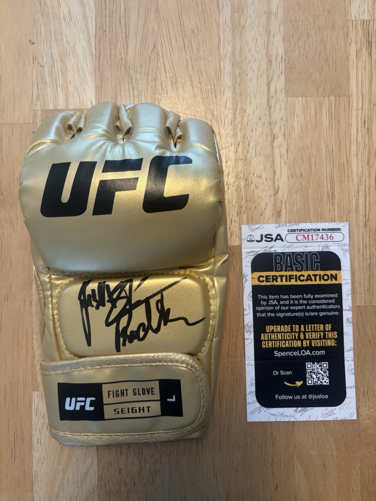 Jiri Prochazka  Autographed Signed Gold UFC MMA Glove JSA Coa Rare. BJP